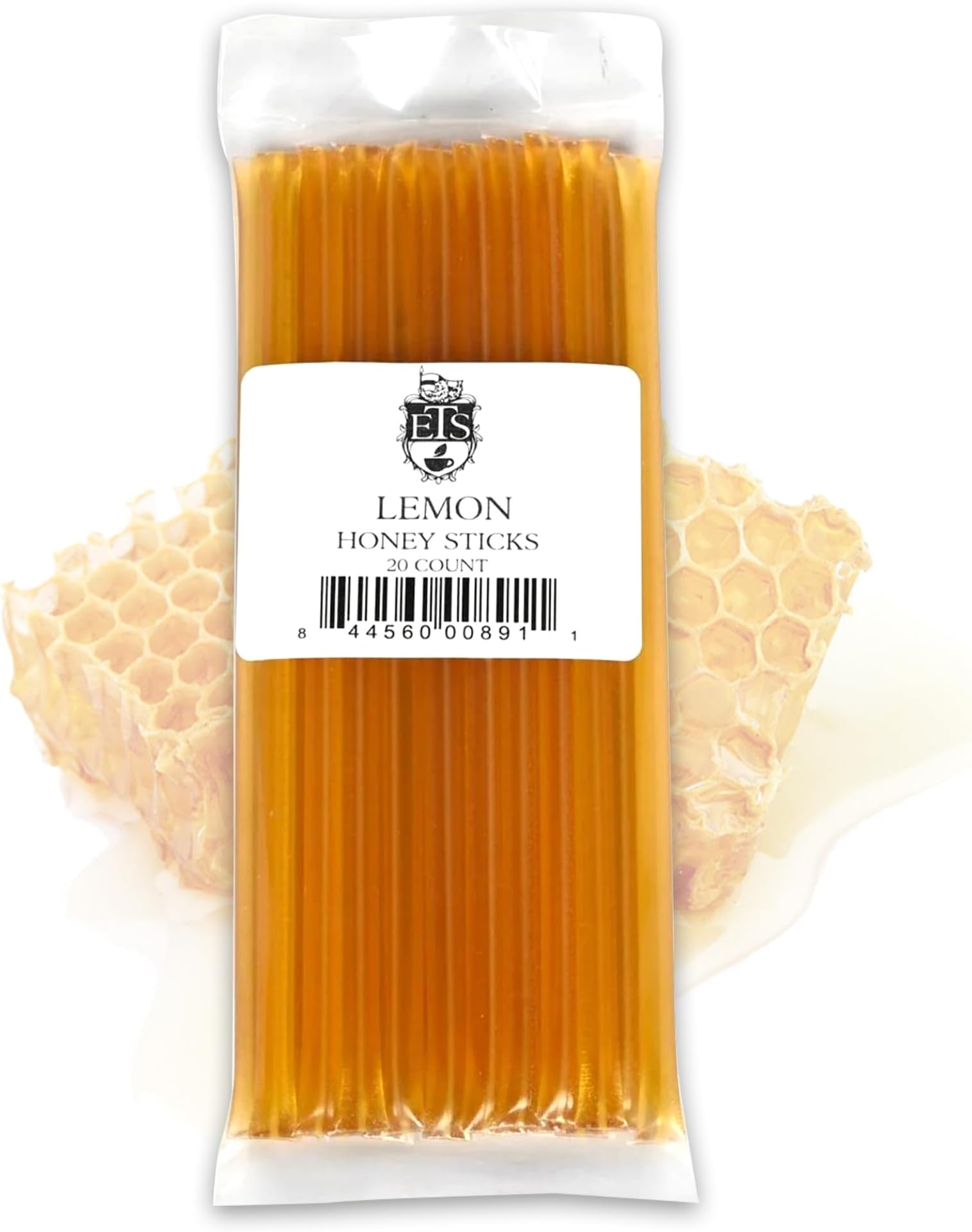 English Tea Store All-Natural Honeystix With Gluten-Free Grade A Honey | Mini Honey Sticks For Tea, Cake Pops Or Snacks | Portable Sweet Treat | Lemon Flavored Honey Sticks - 20 Count