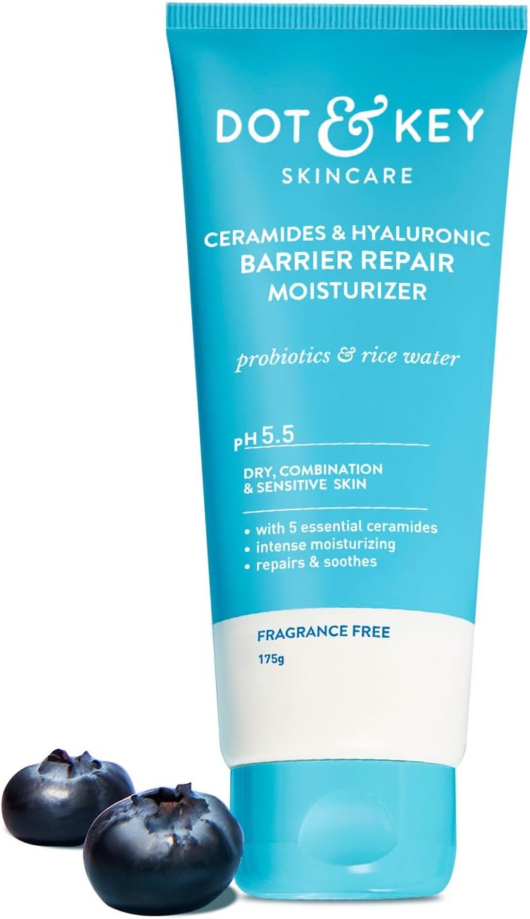 Dot & Key Barrier Repair Moisturizer For Normal, Dry, Combination & Sensitive Skin | 120 Hrs Moisturization, With 5 Ceramides & Hyaluronic | Repairs Damaged Skin Barrier, Non-Comedogenic | 175g
