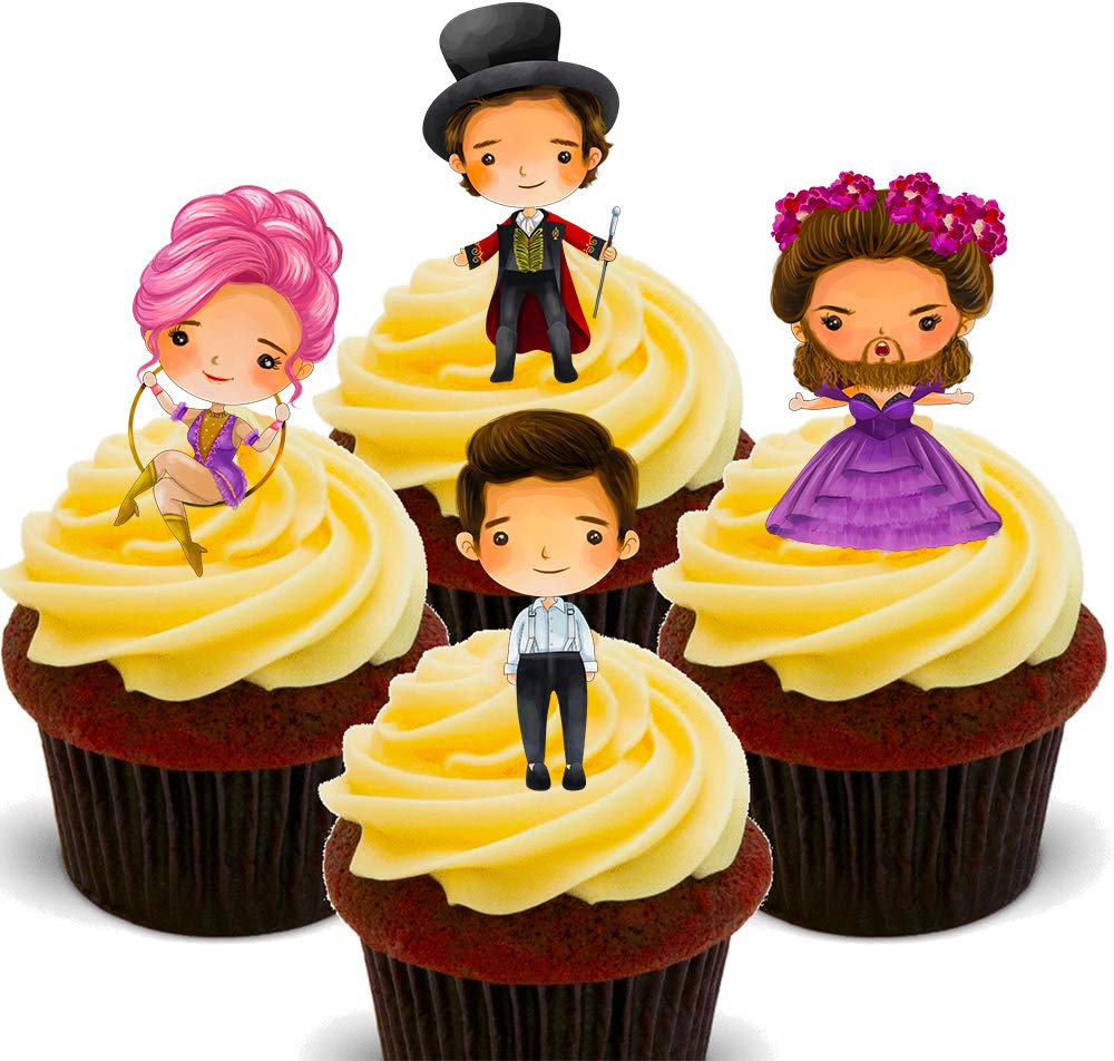 Made4You The Greatest Showman Edible Cupcake Toppers - Stand-up Wafer Cake Decorations (12 Pack)