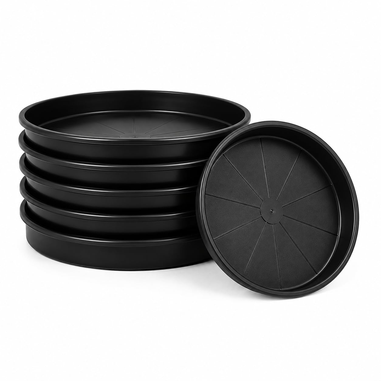 Bundle Pack Round Plant Pot Saucers – Heavy Duty Flower Pot Drip Trays for Indoor & Outdoor Plants, Garden Plant Saucer Trays for Surface Protection - 25, 30, 35cm, 40, 45 & 50cm (10, 45cm Saucer) — image 1