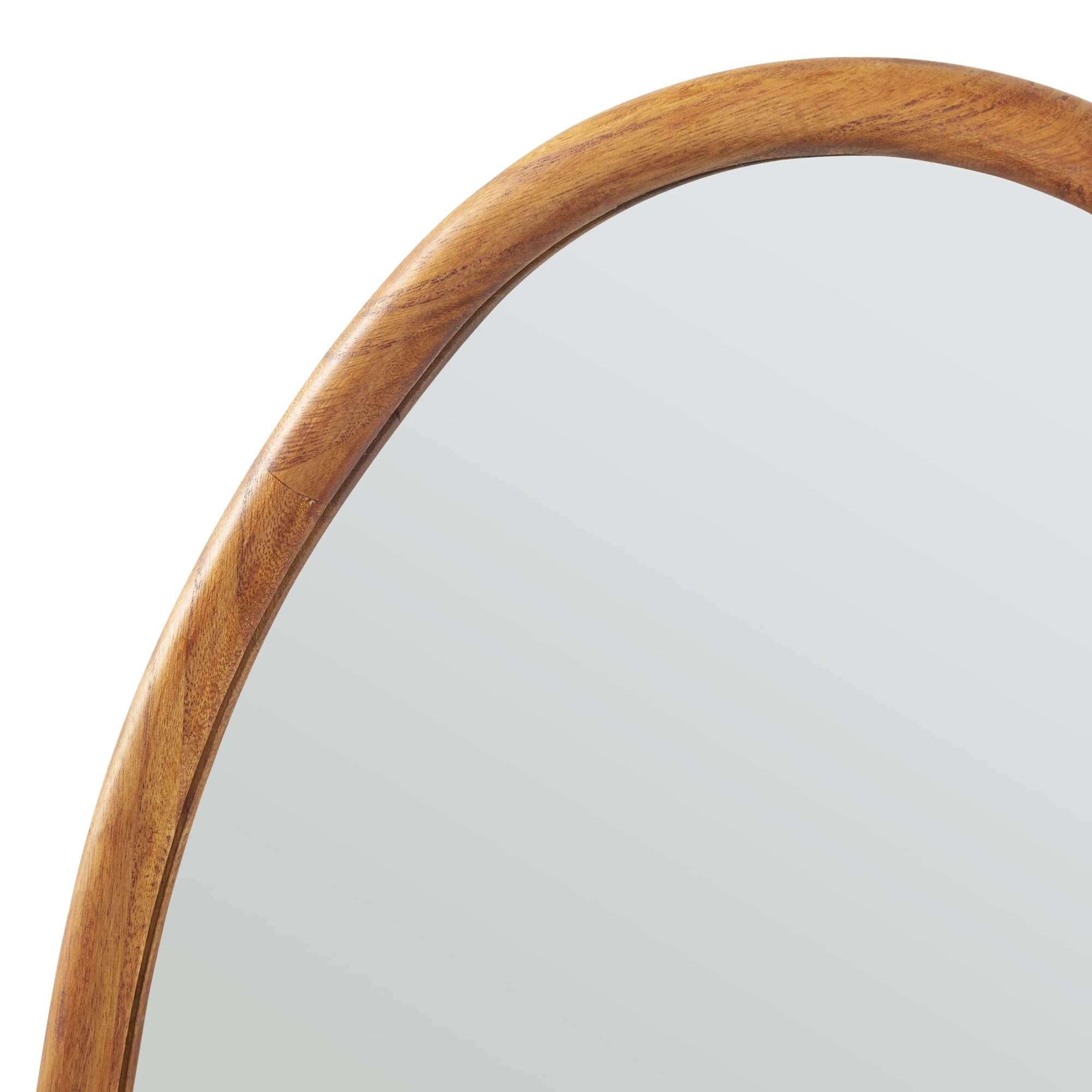 [en.casa] Espejo de Pared Asimétrico Espejo Baño Salón Elegante Diseño Atemporal con Ganchos de Suspensión Sin Distorsiones Marco Madera de Paulownia MDF 75 x 55 cm - Efecto Roble