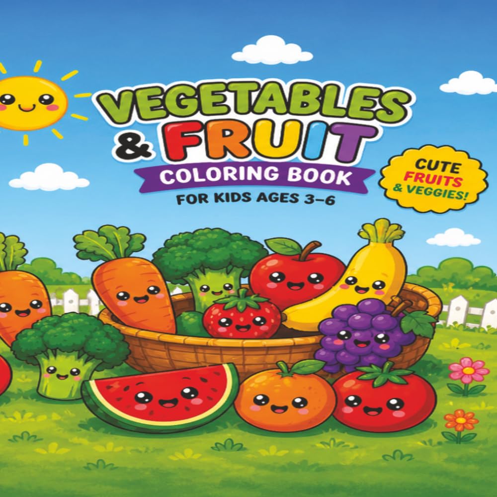 Vegetables and Fruit Coloring Book: For Kids Ages 3-6