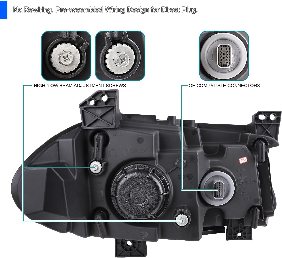 Spec-D Tuning Glossy Black Smoke LED Projector Headlights w/Sequential Turn Signal Compatible with 2015-2023 Dodge Charger with factory halogen headlights