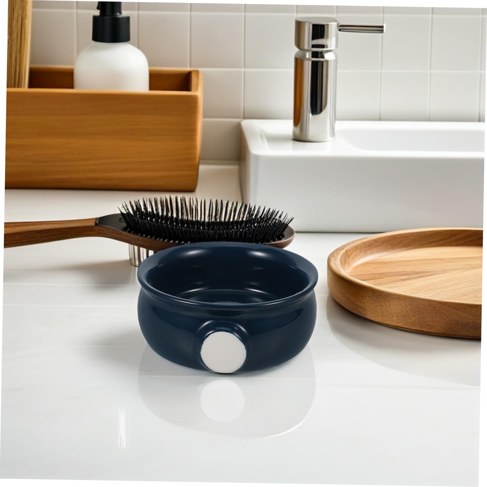 Ciotola Ceramica per Crema da Barba Testurizzazione a Spirale per Schiuma Rapida Uso Maschile da Casa o Viaggio