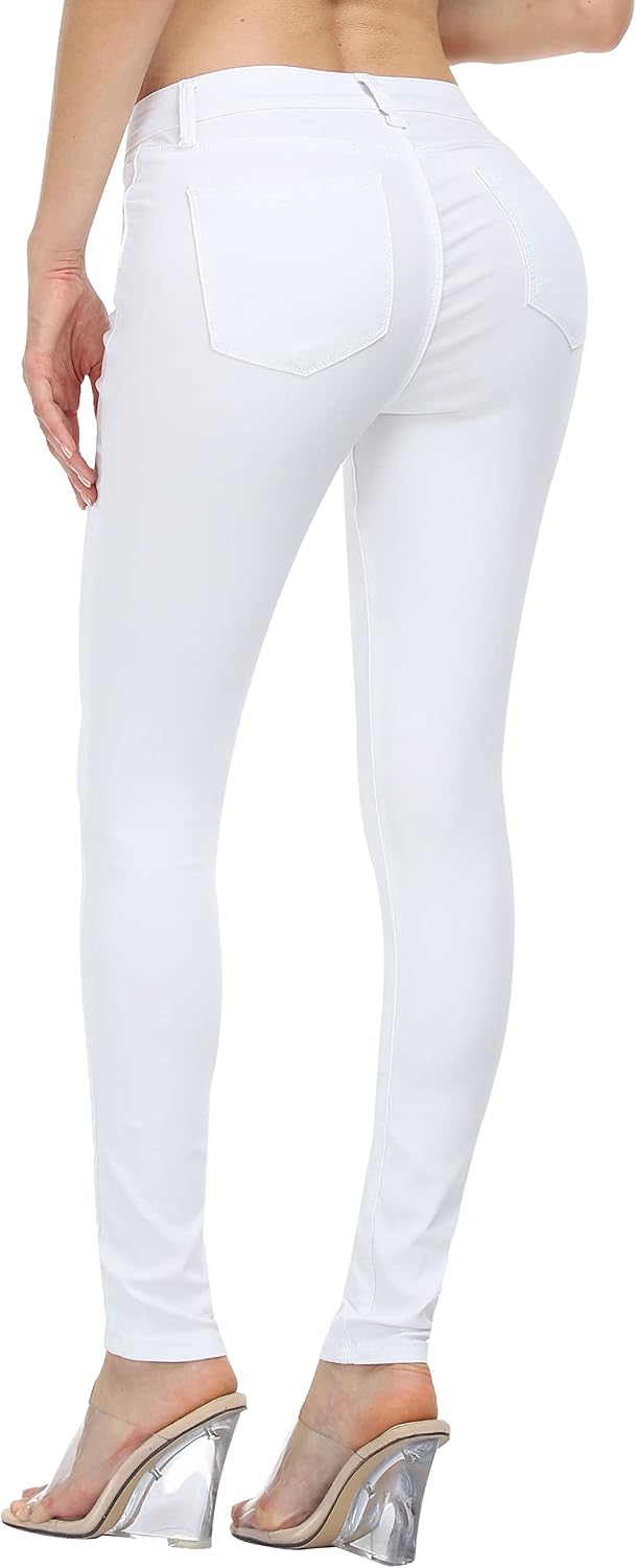 WAYRUNZ Womens Hyper Ultra Stretch Comfy Pants Colored Mid-Rise Skinny Jean Juniors Jegging