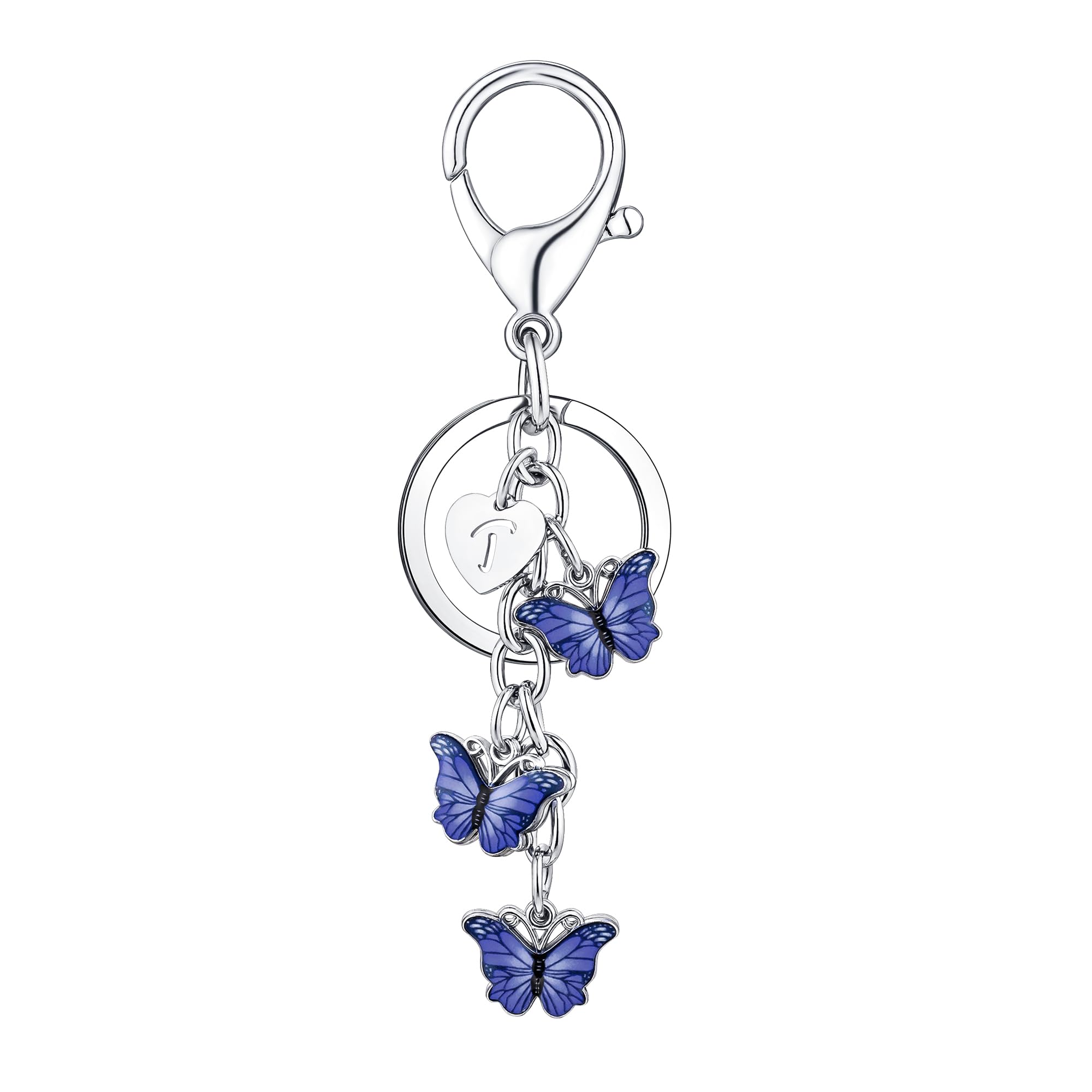 HAISWET Letter Initial Keychain Butterfly Purse Charm Keyring Accessory Cute Keychain for Backpack