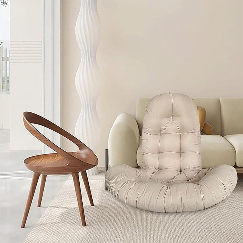 N/A Thicken Hanging Egg Chair Cushion, Polyester Furniture Cushion,for Indoor/Outdoor Swing Chair Cushion with Backrest, Only Cushion,Light Gray