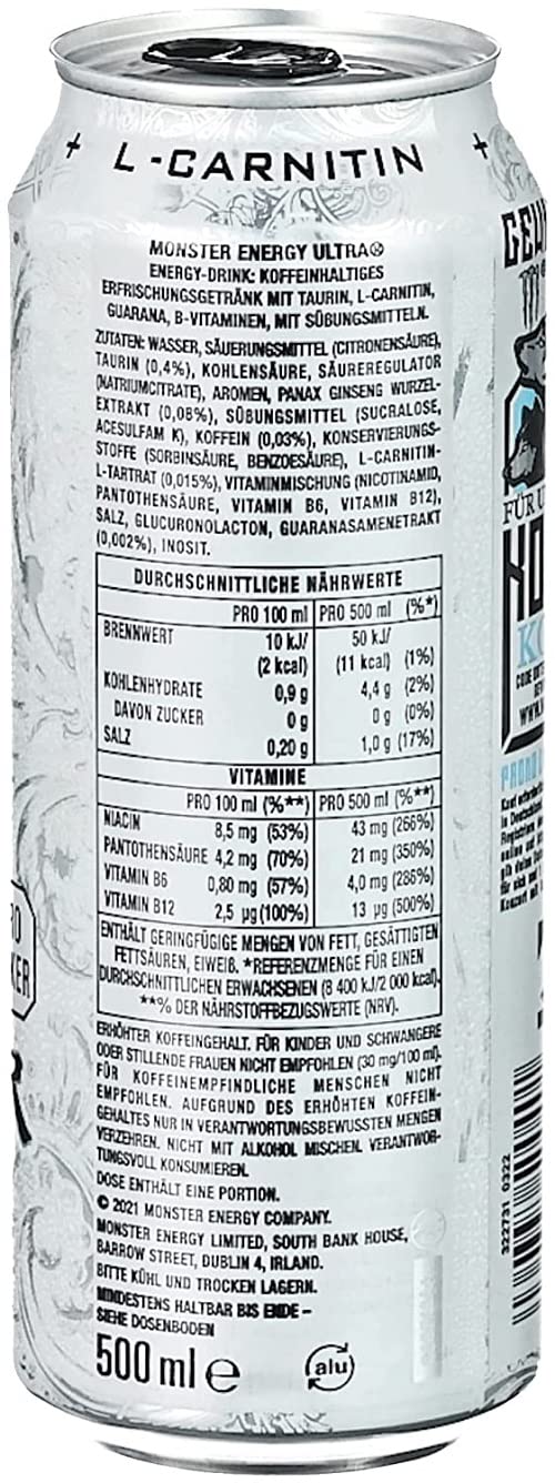 l carnitine cfs dosage Monster Energy Ultra White Disposable Box (1 x 0.5 L) : Amazon.com.be:  Grocery
