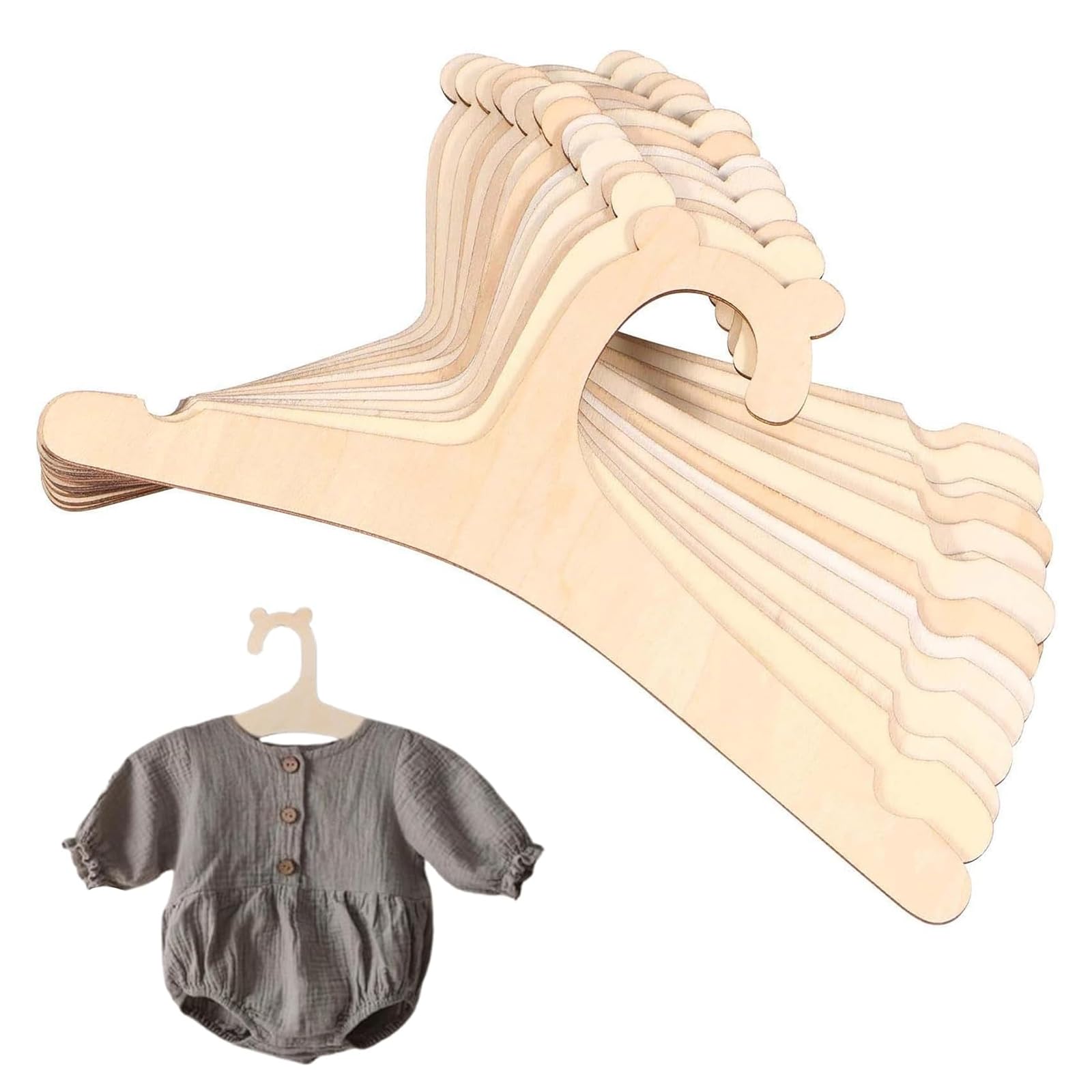 Wooden Baby Hangers, 15PCS Newborn Clothes Hangers, Baby Hangers, Children Wooden Hanger for Babys Clothe Coat Hanger Toddler Newborn Clothe & Pants(Wood Color)