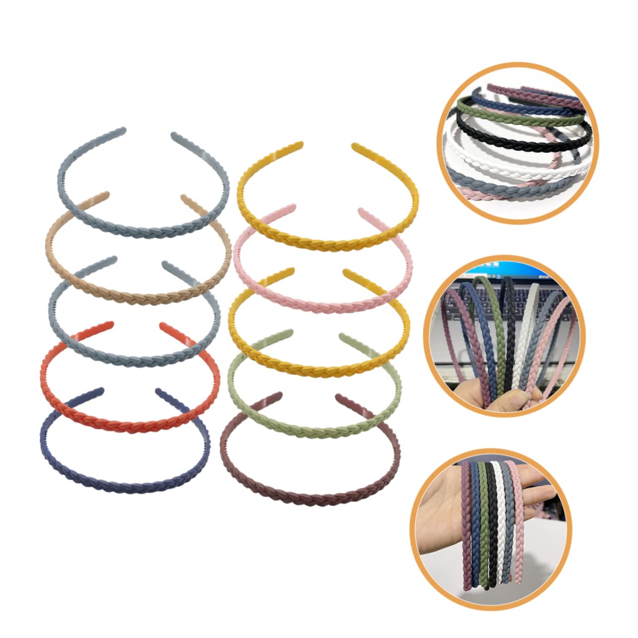 FRCOLOR 4 Juegos De Diademas Trenzadas Para Niñas Accesorios Para El Cabello Para Mujeres - Diadema Trenzada Para Peluca (10 Unidades)