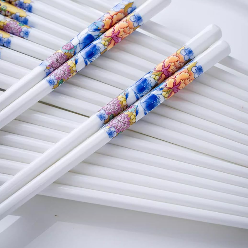 Boissticles en Porcelaine Cadeau De Fleurs avec Boîte-Cadeau, Baguettes Chinoises en Os De La Chine, Baguettes Premium Réutilisables, Lave-Vaisselle À Haute U