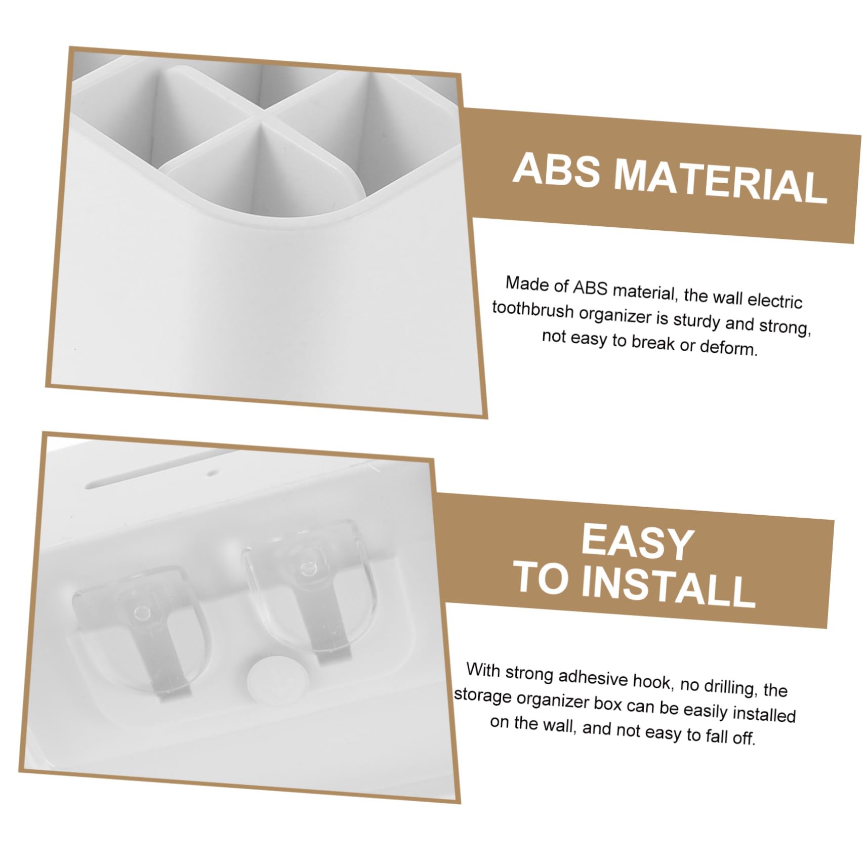 MAGICLULU Portaspazzolini da Denti da Parete per Bagno, Organizer per Spazzolini Elettrici, Abs Bianco, Fori di Drenaggio, Gancio Adesivo Resistente