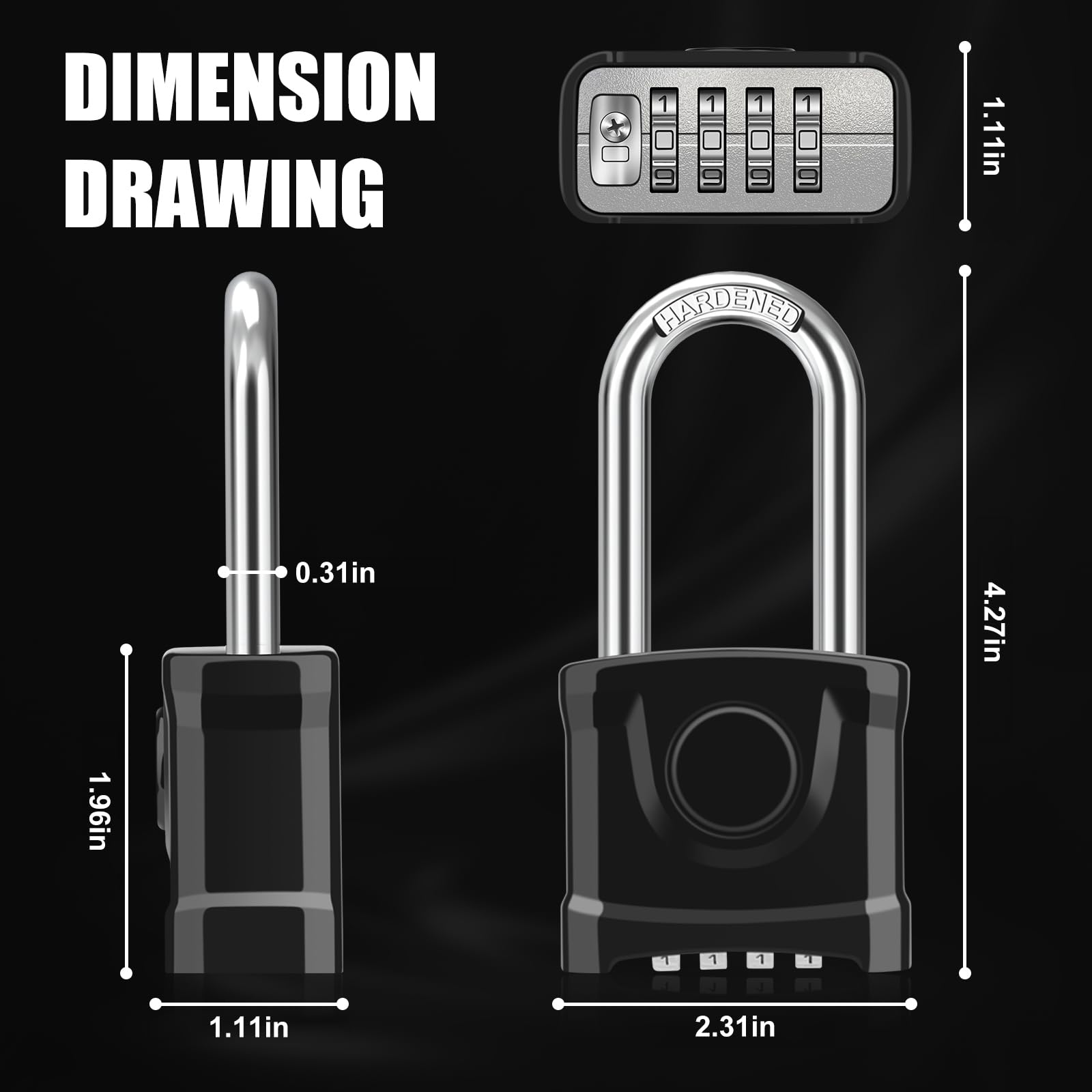 Diyife® - Confezione da 2 lucchetti ad arco lungo, resistenti, per sblocco con una chiave, combinazione a 4 cifre, con grillo anti-grimaldamento da 8 mm, design anti-errore, adatto per garage,