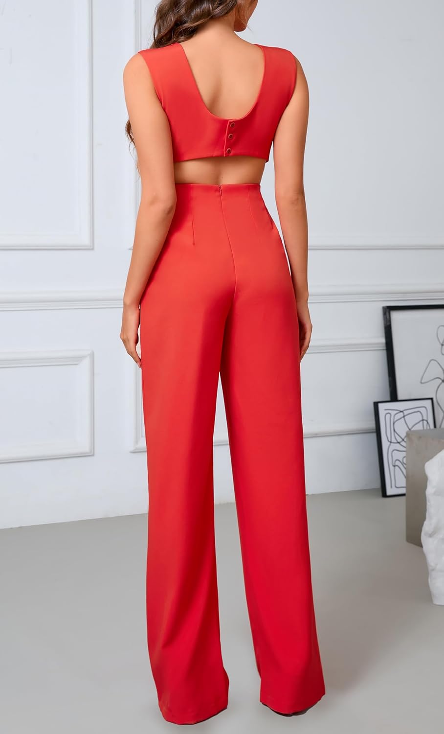 ZVO Women's Jumpsuit with Sexy Back Cutout Casual Fashion One Piece Outfits Fit for Cocktail Party and Work - Image 4