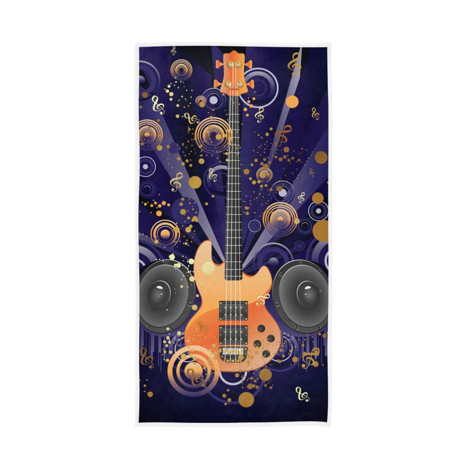 LSRCPD Hand Towels Music Guitar Print Decor Fingertip Soft Face Towel Absorbent Bathroom Kitchen Towels