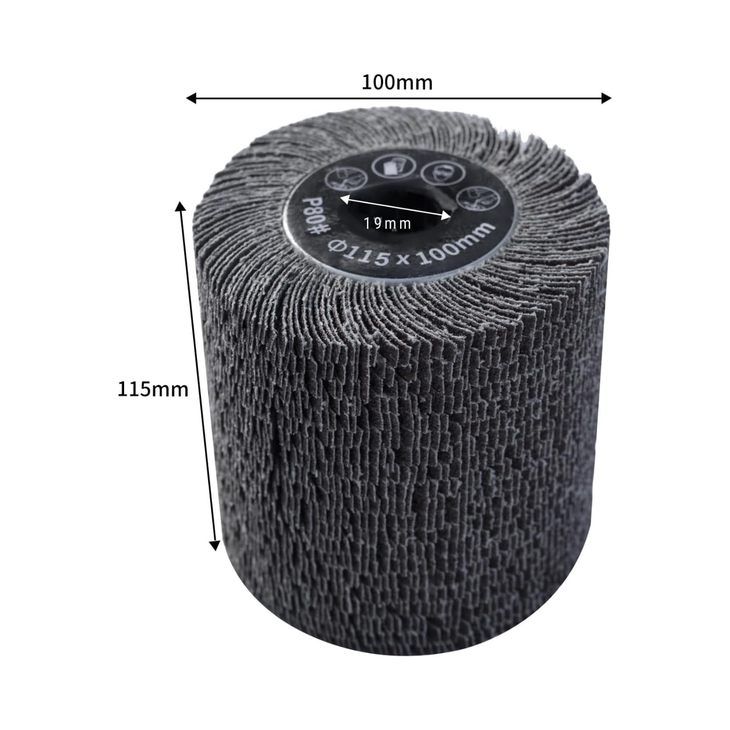 FANZWORK Brosse Lamelles Papier de Verre Grain 80 – 115x100 mm – Compatible avec Machine à Satiner et Rénovateurs Extérieurs