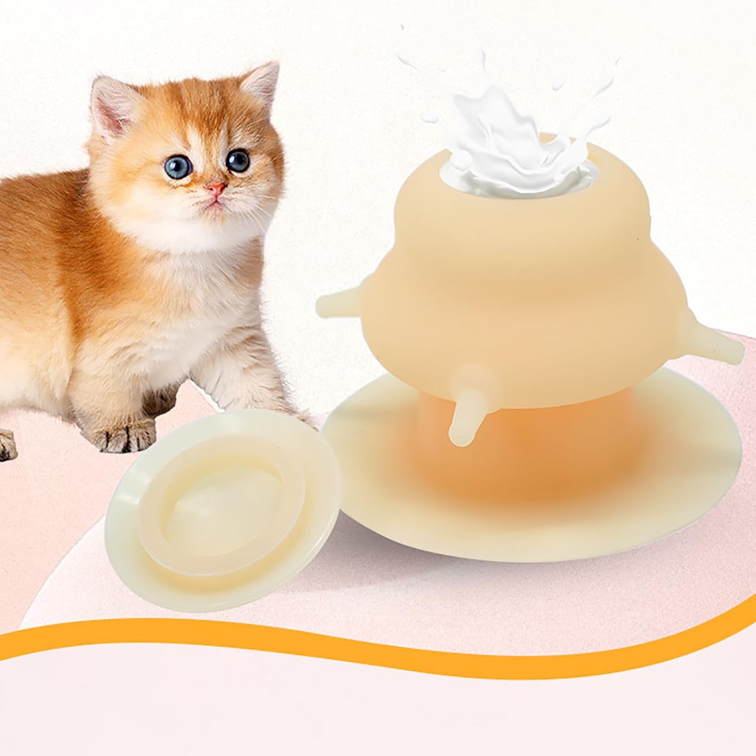 Puppy Milk Feeder for Multiple Nipples, Nipples Puppy Nursing Station with 4 Teats Soft Silicone Feeding Bottles for Puppies Kittens (Pink) image 2 of 7 B0DZXMDJ2Z