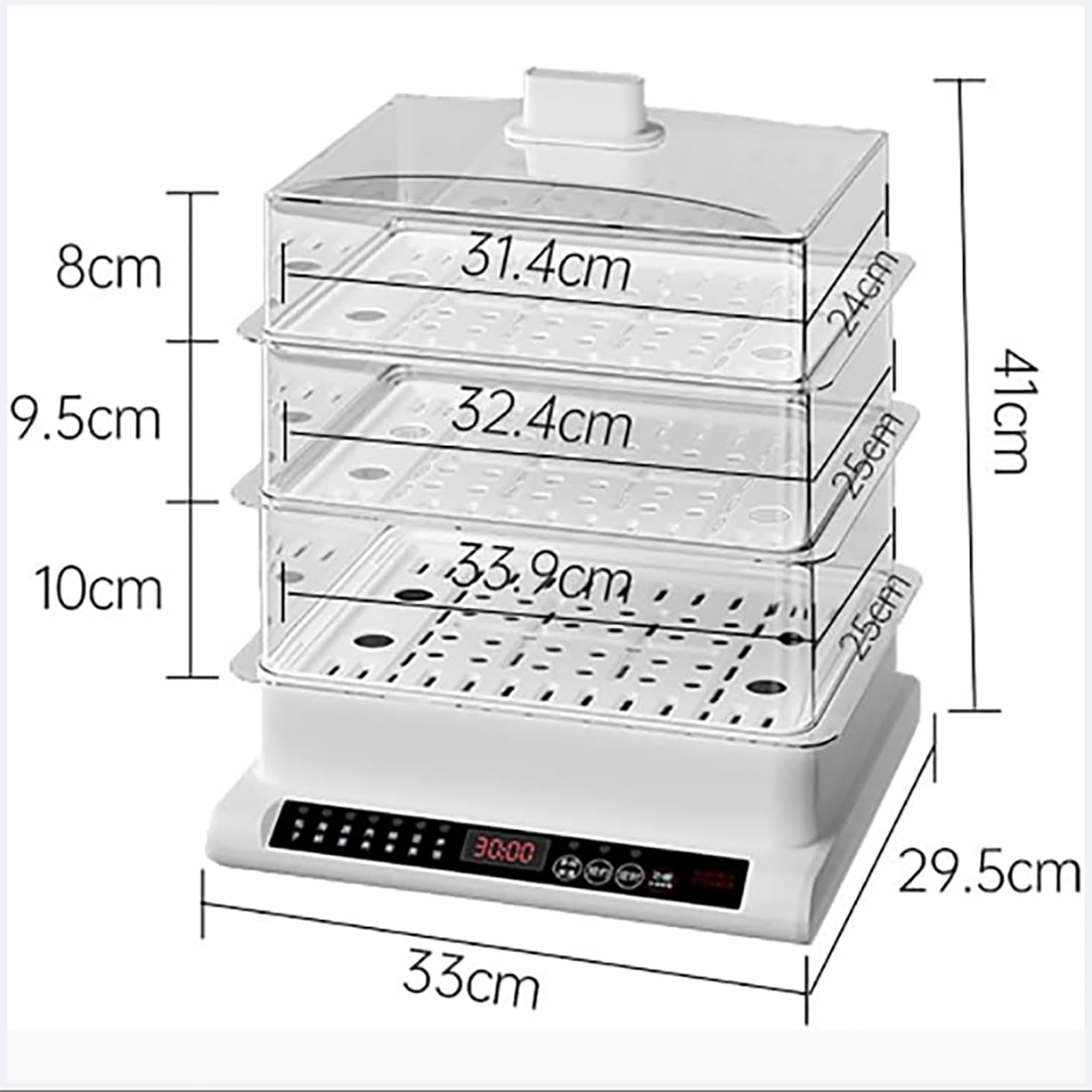 Vaporiera a 3 Livelli - Vaporiera Multifunzione da 20 Litri, 7 modalità di Cottura preimpostate, 60 Minuti di Cottura Rapida simultanea, cestelli impilabili per Verdure o Carne