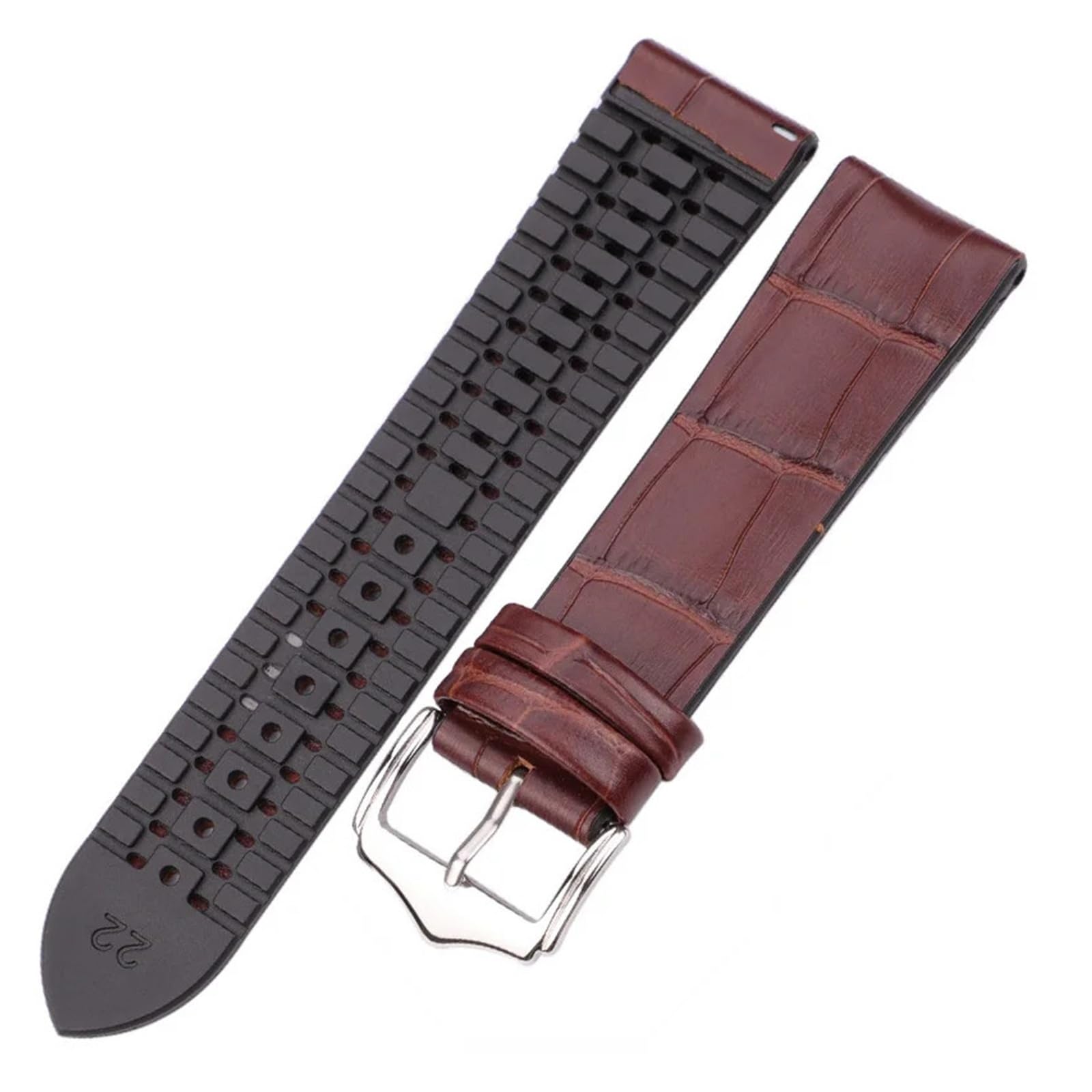 Genérico NASUNJIA Correa De Reloj De Cuero Genuino Con Goma, 18, 20 Y 22 Mm, Negra Y Marrón, For Hombre Y Mujer, Impermeable Y Transpirable, Accesorios.