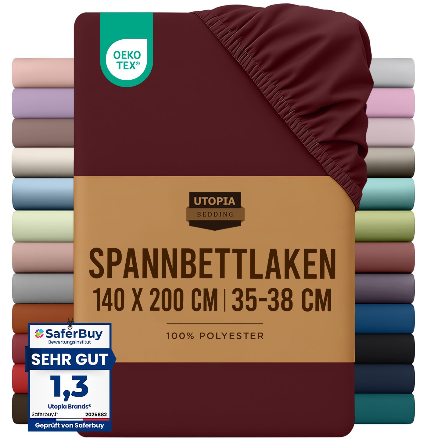 Utopia Bedding - Spannbettlaken 140x200cm - Burgunderrot