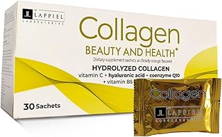 Hydrolyzed Collagen Peptides 30 Powder Packets with Vitamin C (1000mg) & Hyaluronic Acid, That Supports Hair, Skin, Nails & Joints, Orange Flavor, 30 Servings