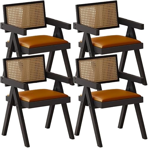 Miniatura 30 de YVYKFZD Juego de sillas de comedor de ratán, sillas de comedor de madera, sillas de cocina con respaldo tejido, sillón tapizado, silla auxiliar