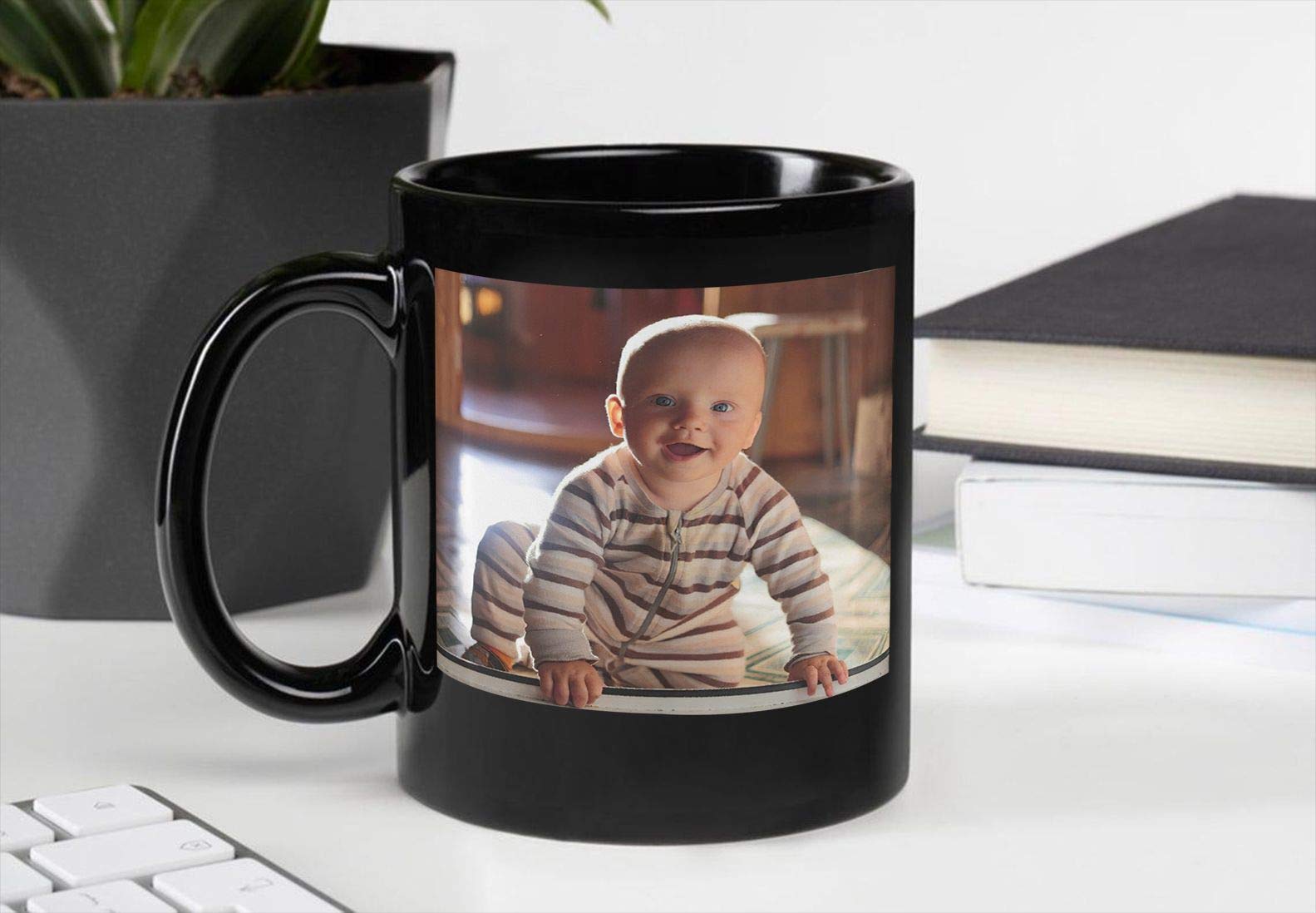 OMGSHIRTS Name Cups - Personalized Coffee Mug, Customize Fathers Day Gift, Magic Mug With Photo (Black 11 oz)