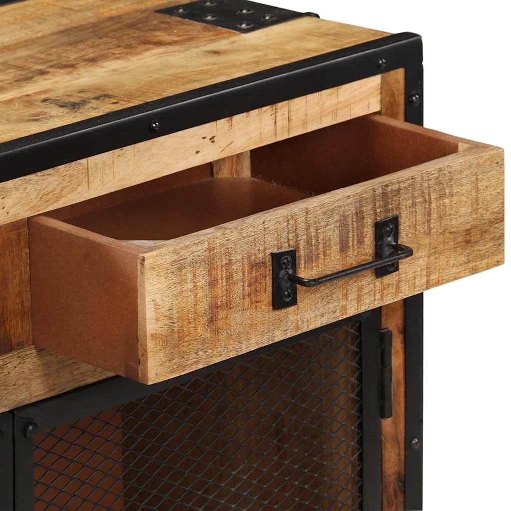 Credenza 80 x 31 x 71 cm, in legno massiccio di mango grezzo, stile