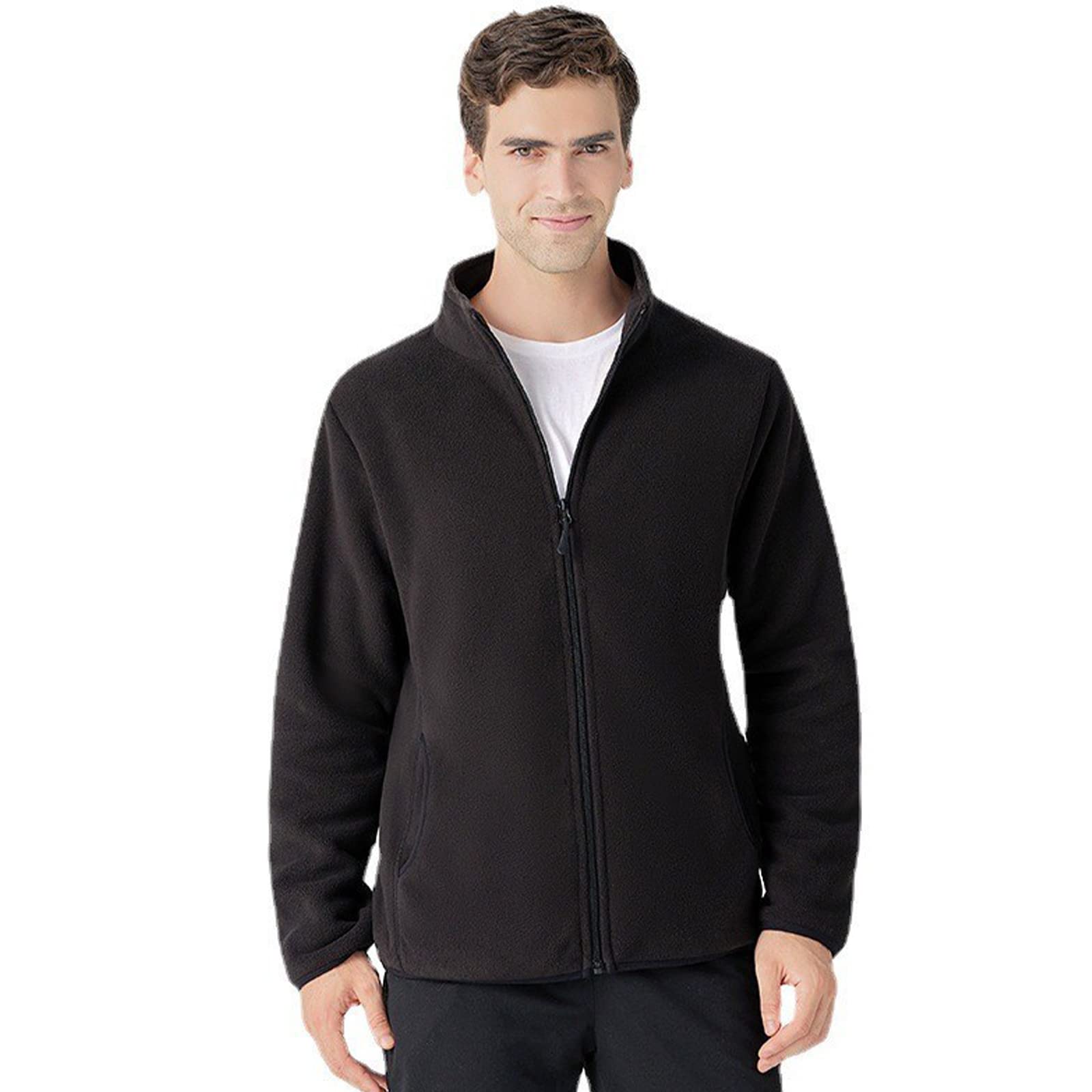 HB1 Chaqueta de Forro Polar para Hombre, Abrigo Grueso para Acampar al Aire Libre, Abrigo para Turismo, Escalada de Montaña, Ropa de Abrigo con Cuello Alto