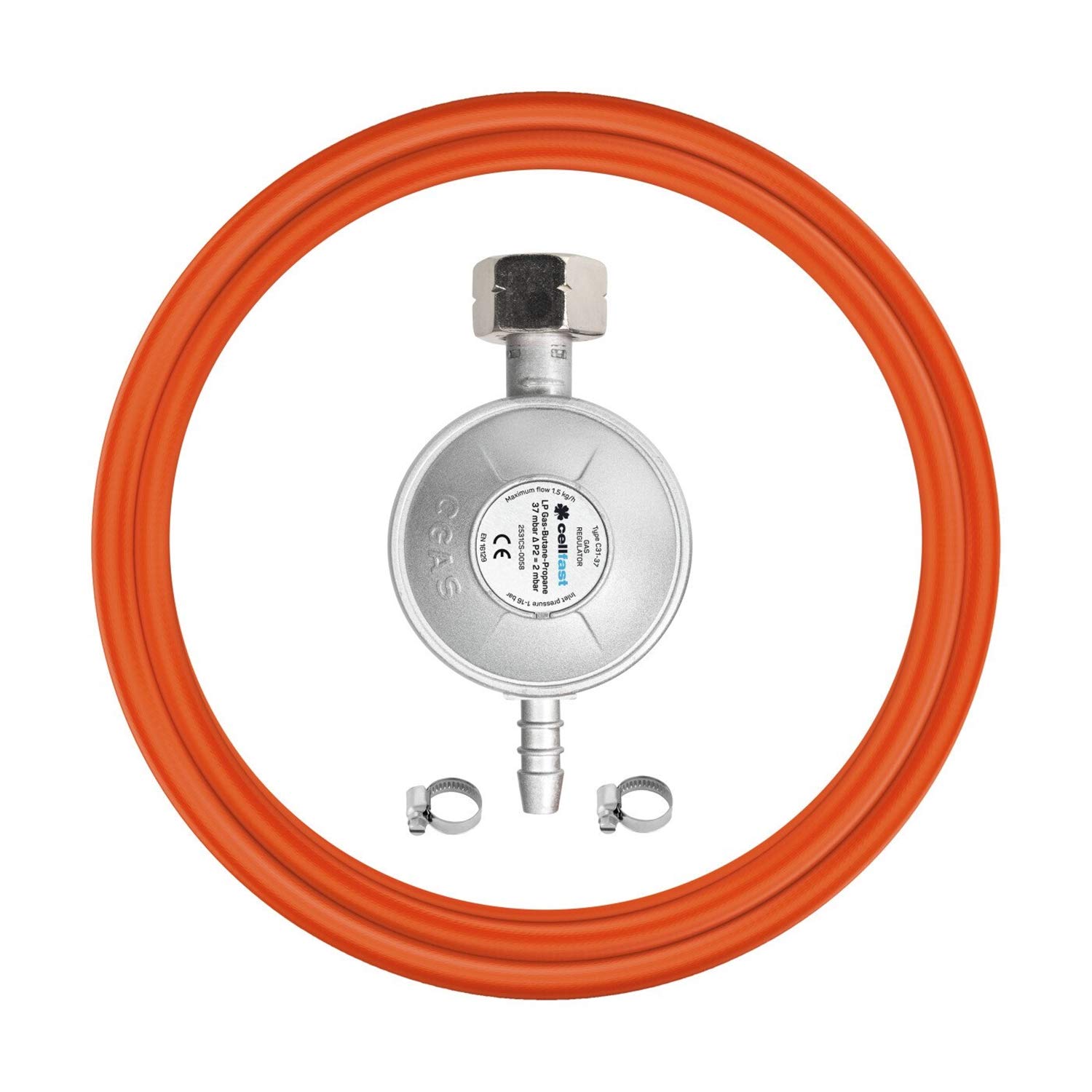 Cellfast Kit de connexion propane-​butane réducteur de gaz pour bouteille de gaz 1.5 m