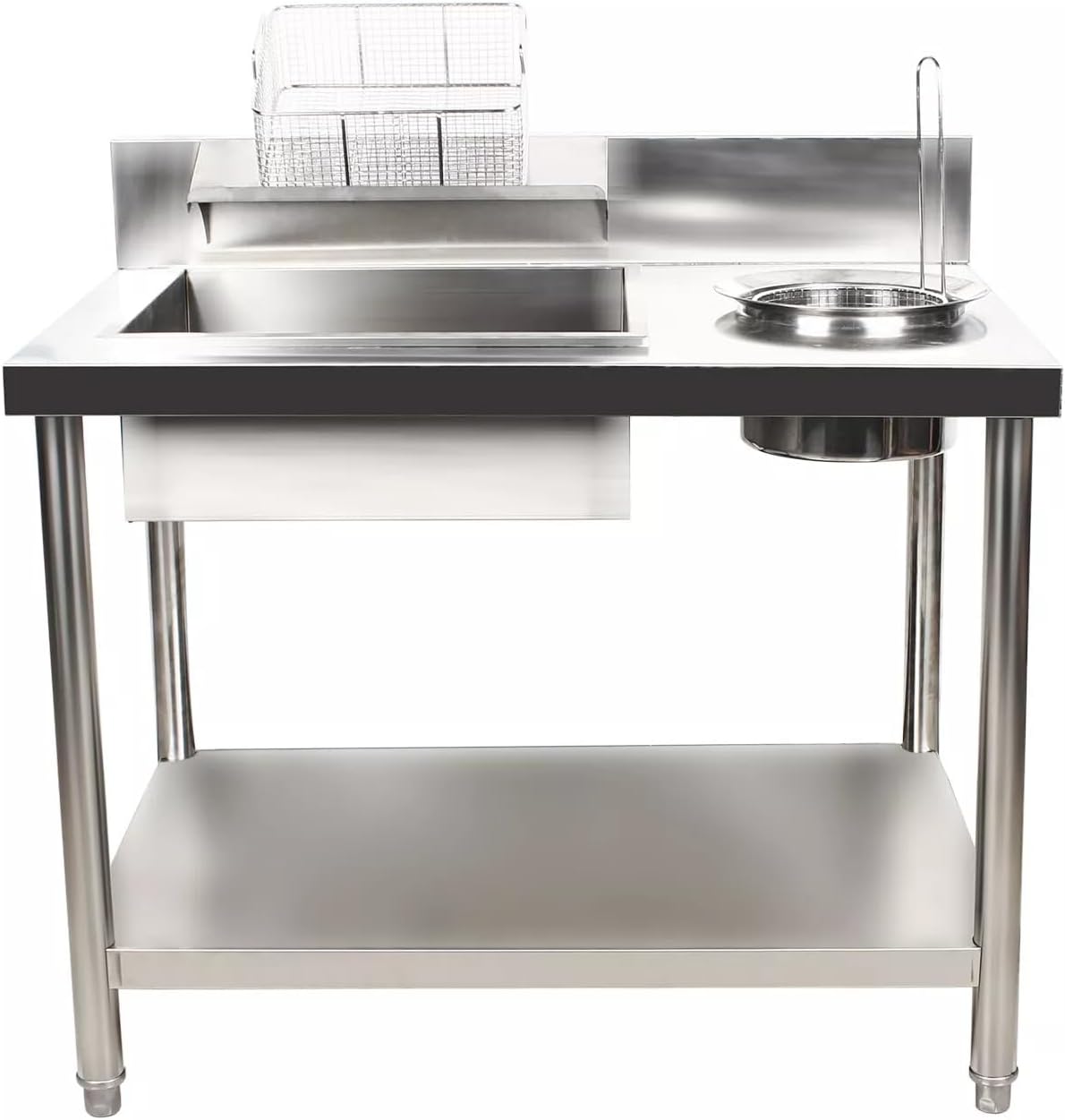Stainless Steel Prep Table Commercial Work Table with Scratch Resistent and Easy to Install Metal Table for Restaurant Hotel Home