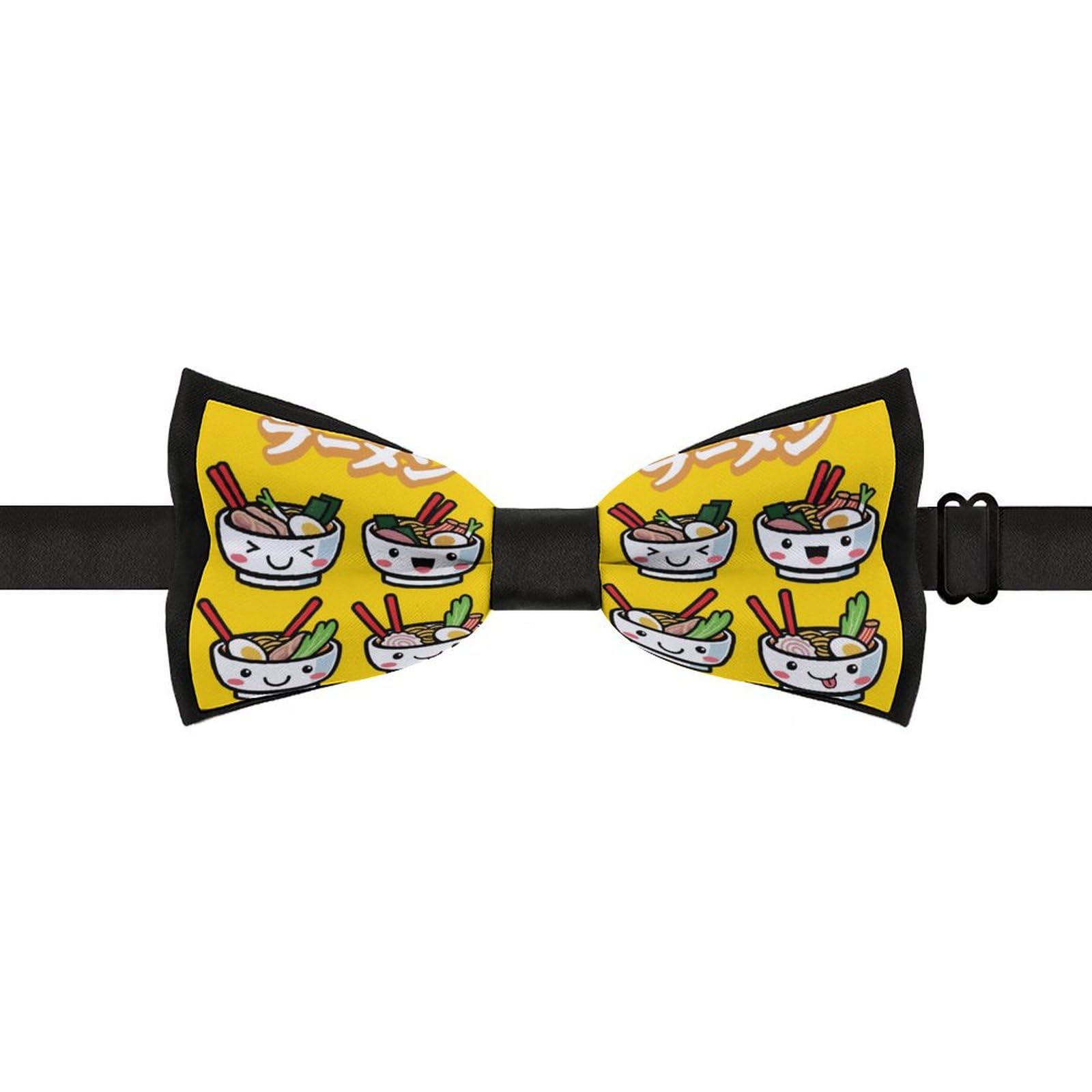 GoasNei Ramen Noodle Soup Pattern Bow Tie for Men Adjustable Necktie Funny Tie Neck Ties for Weddings Party