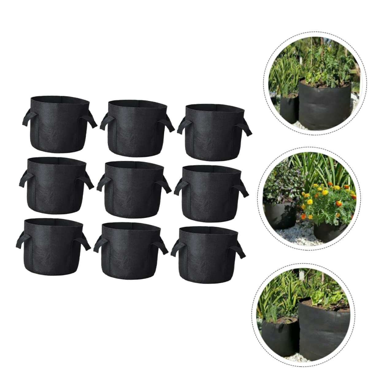 VANZACK 9 Piezas Bolsa de Fieltro para Plantar Bolsa en Crecimiento Bolsa de Cultivo de Fresas maceteros Verduras Bolsa de guardería Bolsa de Almacenamiento de Plantas Vegetal