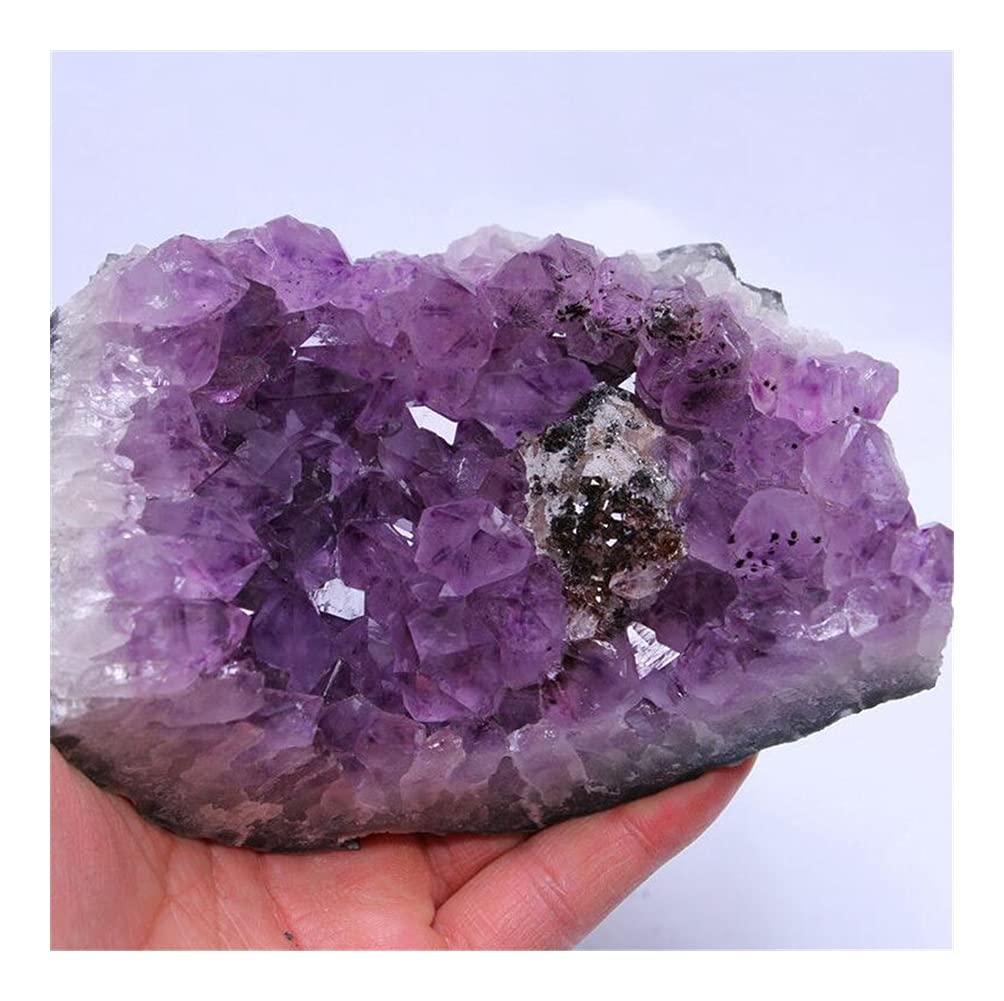 FUERLI Stone Crafts Natural Amatista Cuarzo Hermosa Geoda Púrpura Cristal Cluster Specr FZUGEDRLI