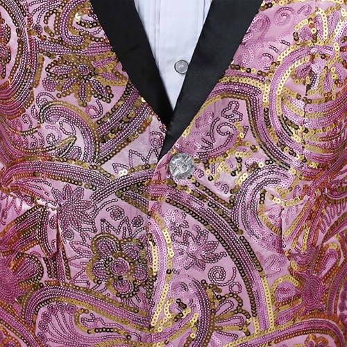 Mens Sparkly Sequin Slim Fit Suit Jacket Shawl Lapel Blazer Lightweight One Button Sport Coat with Bow Tie3