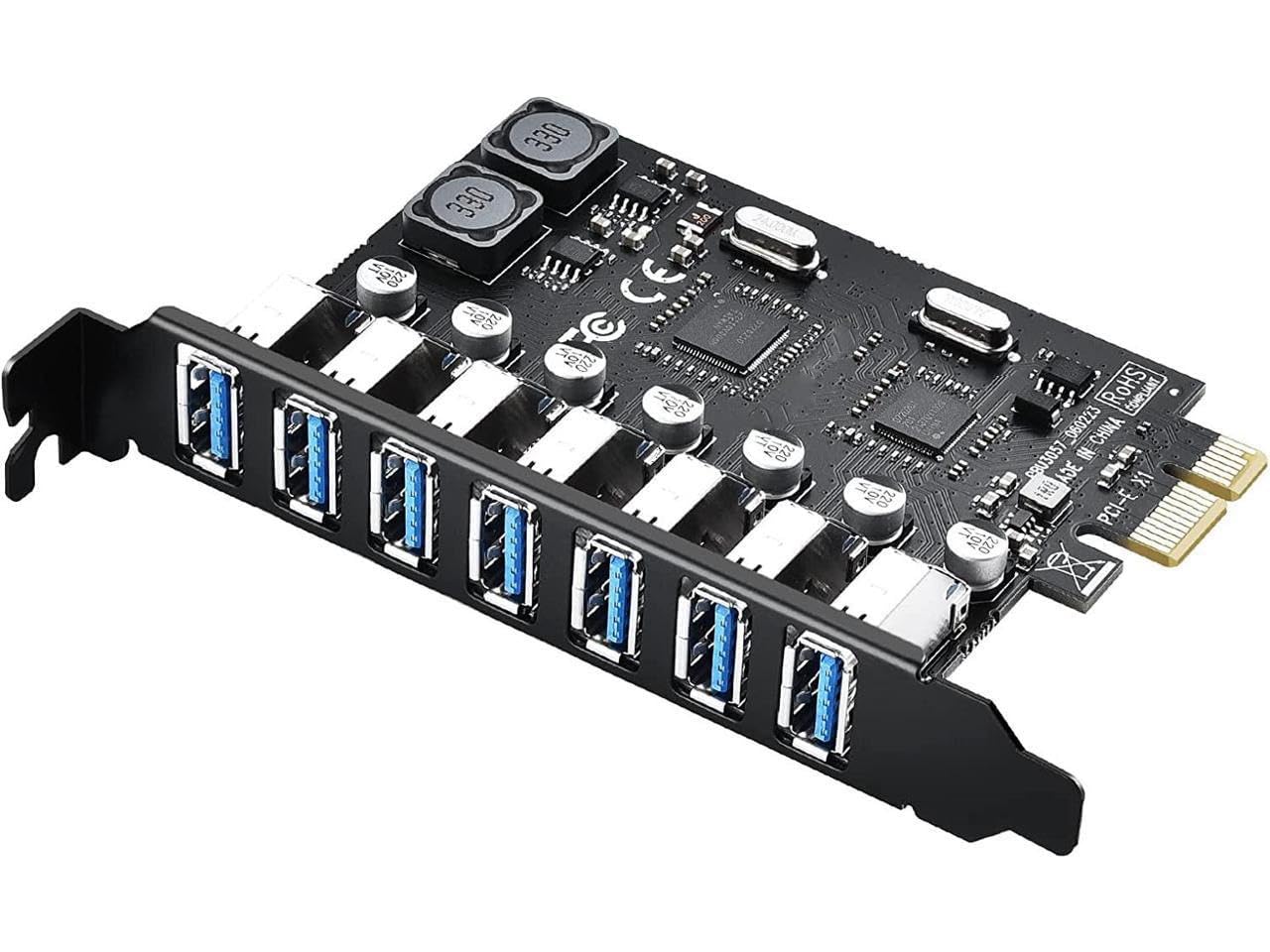 pcie usb 3.0 card 7 ports pci expree to usb expansion card super speed 5gbps pci-e usb3 hub controller adapter for windows 11/10/8/7/xp/vista