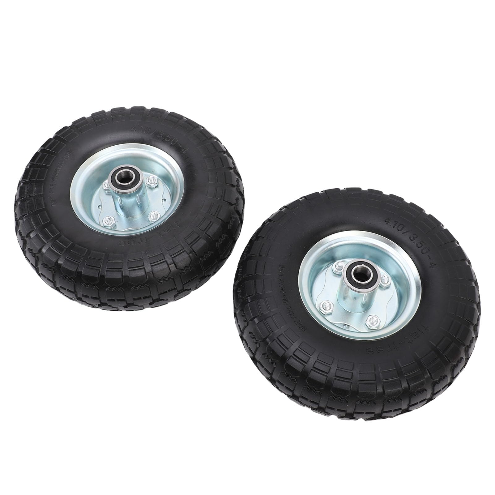 Rueda de Caucho Macizo, 2 Piezas de Repuesto de Rueda a Prueba de Pinchazos de 10 Pulgadas con Rodamientos de 5/8 de Pulgada, Buje Desplazado para Carro, Carretilla, Cortacésped, Generador,