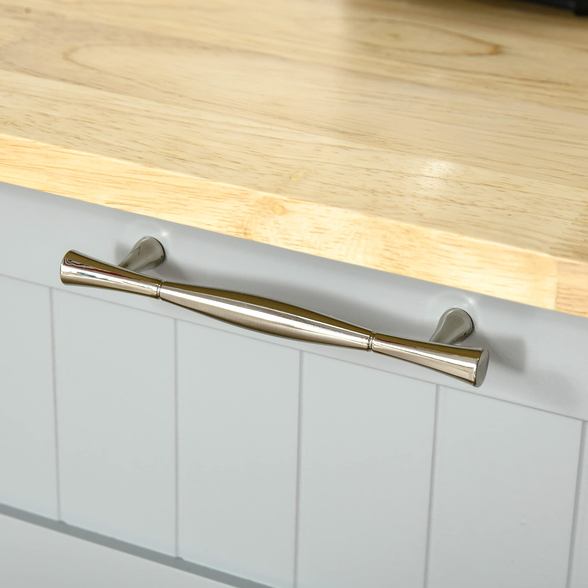 HOMCOM Isla de Cocina con Ruedas Carro de Cocina Mueble Auxiliar de Cocina con 2 Cajones 3 Puertas y Barra Lateral para Comedor 121x46x91 cm Gris