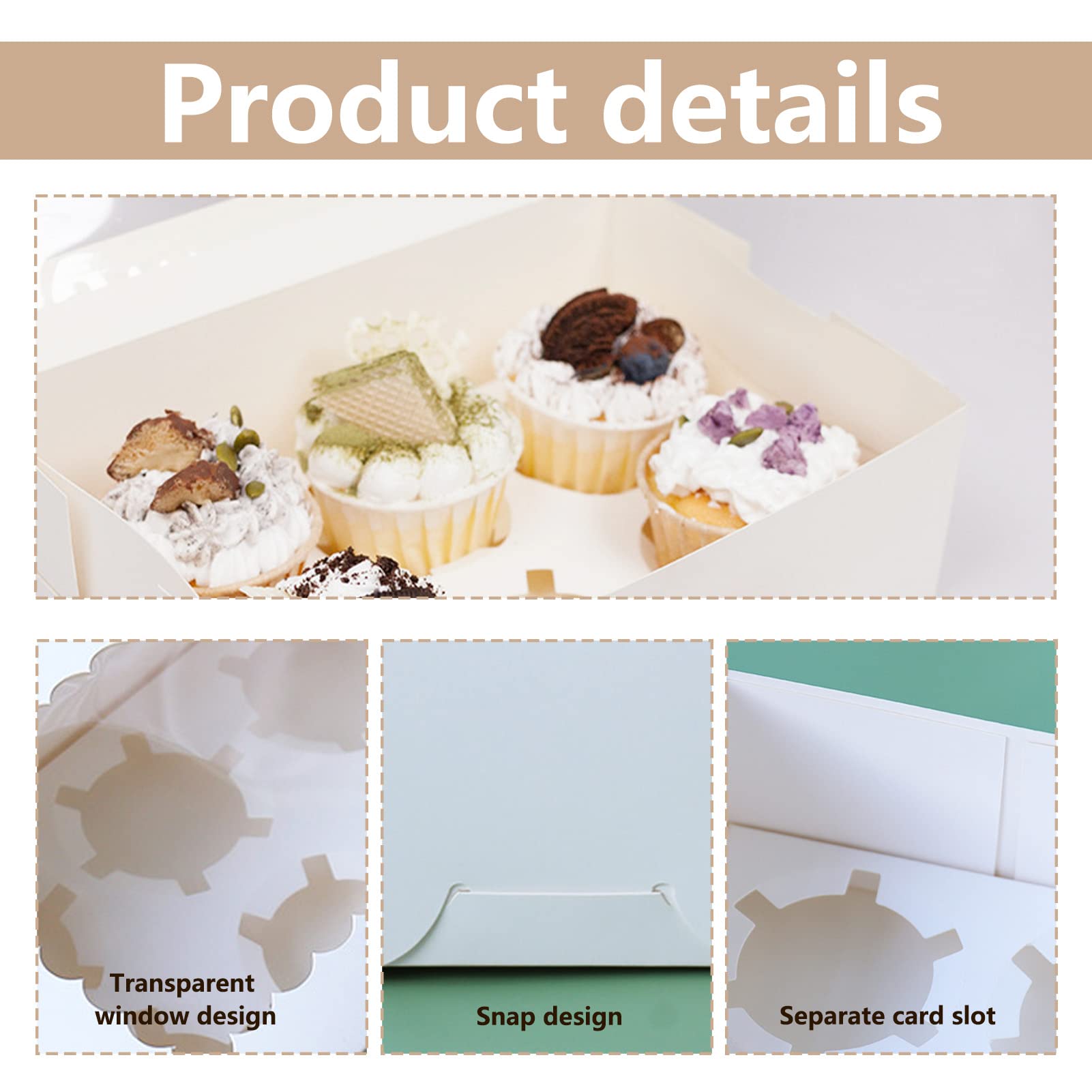 Fippy 15 Scatole Per Cupcake A 6 Fori Con Finestra, Piccole Scatole Da