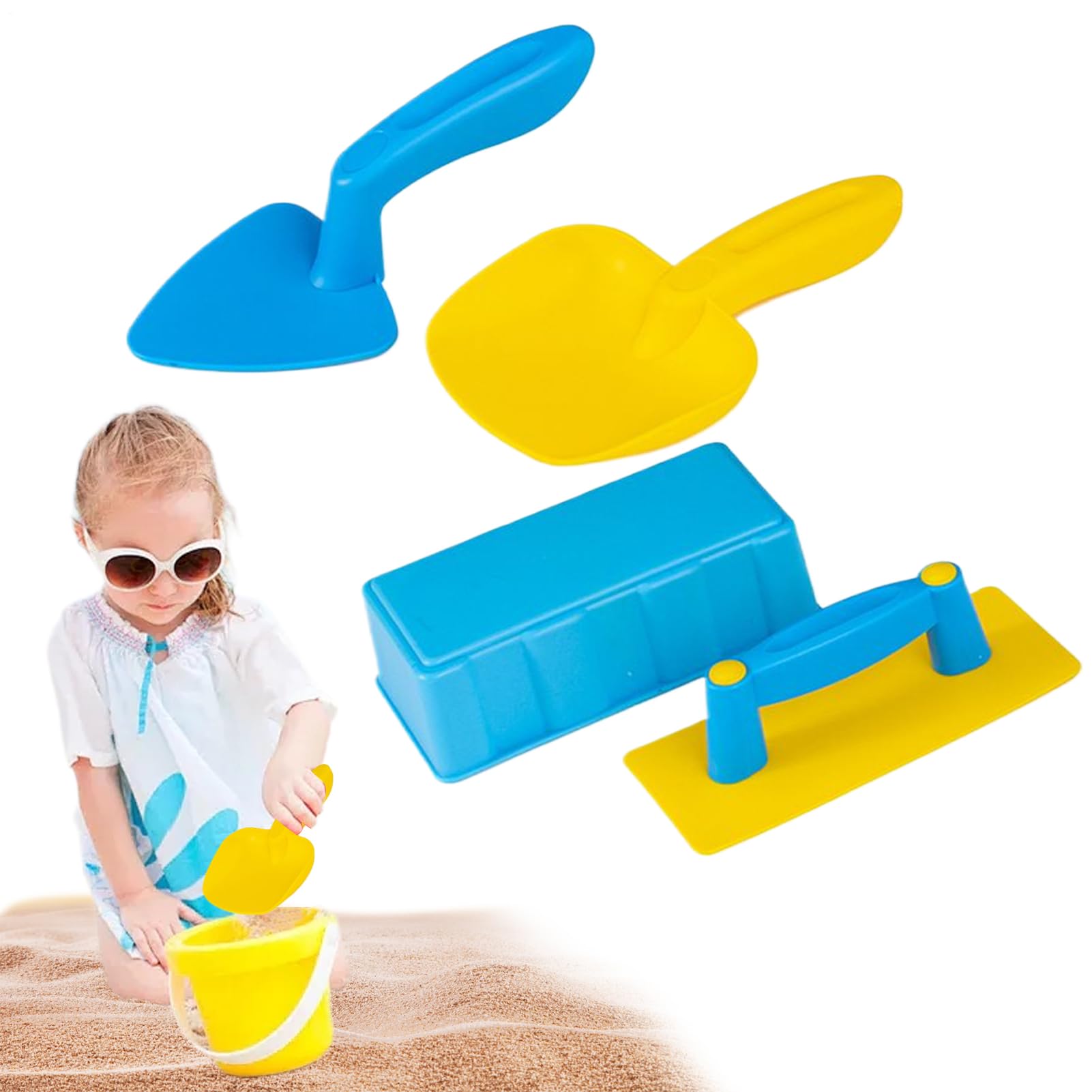 4X Clay Mold Set Sand Brick Maker Kids Beach Tools Shovels Sand Spades Construction Toys Snow Play Set, Outdoor Games for Kids Toddler Summer Camping Travel Backyard Games