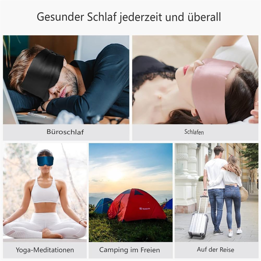 Zero Pressure Seidenschlafmaske – Atmungsaktive Blackout Augenmaske Ultimativer Komfort und 100% Lichtdämmung geeignet für zu Hause schlafen, Büro Freizeit, Langstrecken-Reisen leicht und tragbar