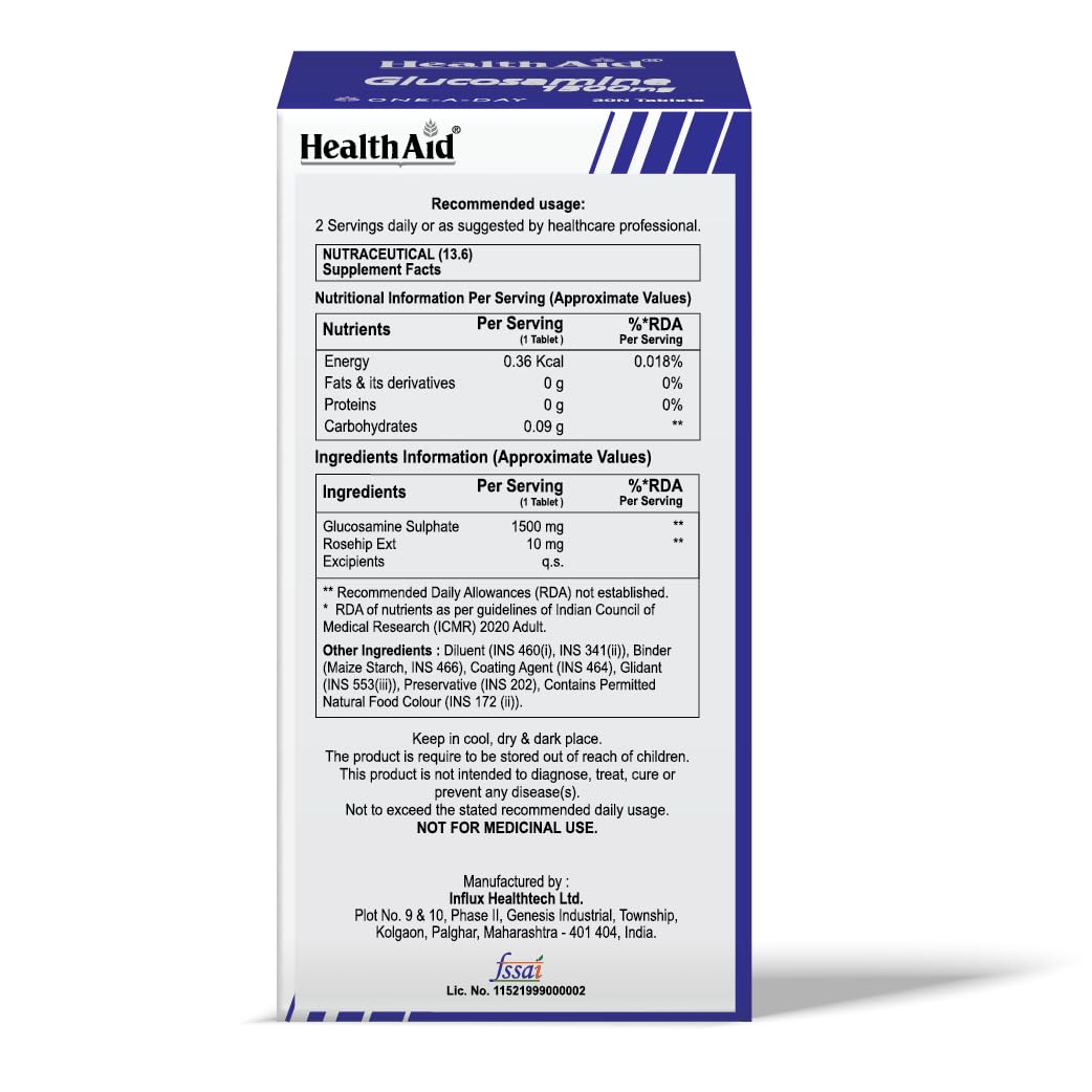 HealthAid Glucosamine Sulphate 1500mg – 30 Tablets | Supports Joint Health, Mobility & Flexibility | Helps Maintain Healthy Cartilage, Muscles & Ligaments | For Men & Women(Pack of 2) - Image 5 thumbnail