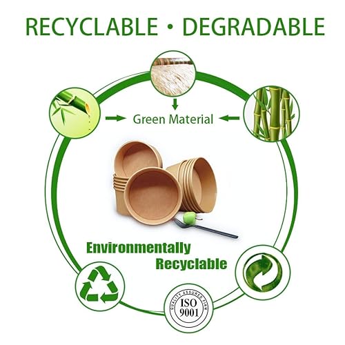 Miniatura 8 de 50 cuencos de papel grandes de 32 onzas con tapas, cuencos desechables para servir sopas, suministros de fiesta a granel para alimentos