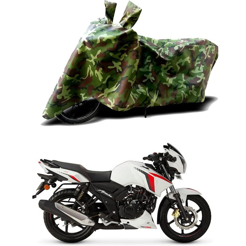 Image of 100% Water Resistant Bike Scooty Two Wheeler Body Cover Compatible for TVS Apache RTR 160 BS VI /UV-Rays /Heat Protection /Birds Dropping /Scratchproof /Dust Proof /Waterproof /All [Green MJ]