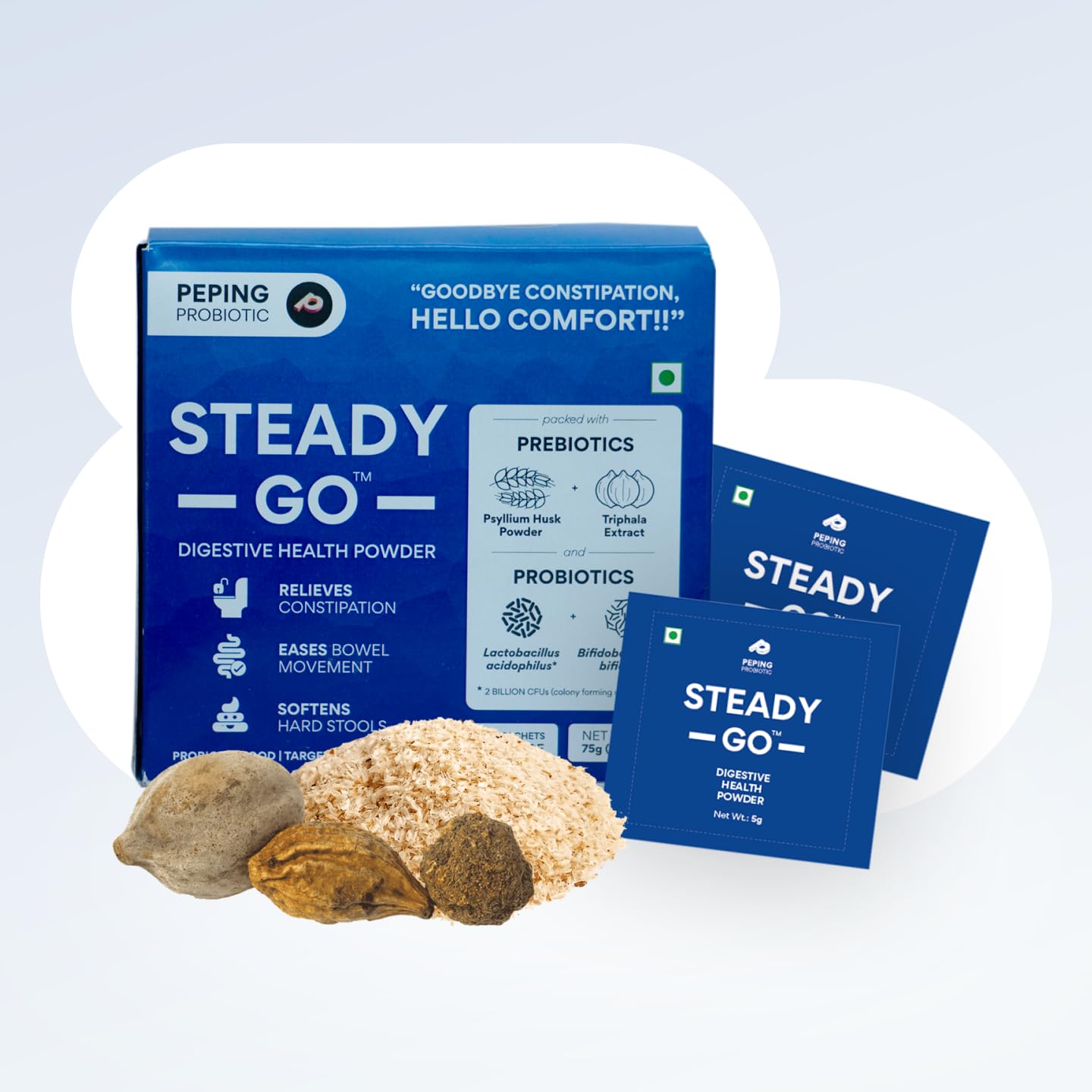 Peping Steady Go | Fibre Supplement for Constipation relief| Infused with probiotics for Bloating relief(30 Days Pack) (B0CV19497M) Amazon Price History, Amazon Price Tracker