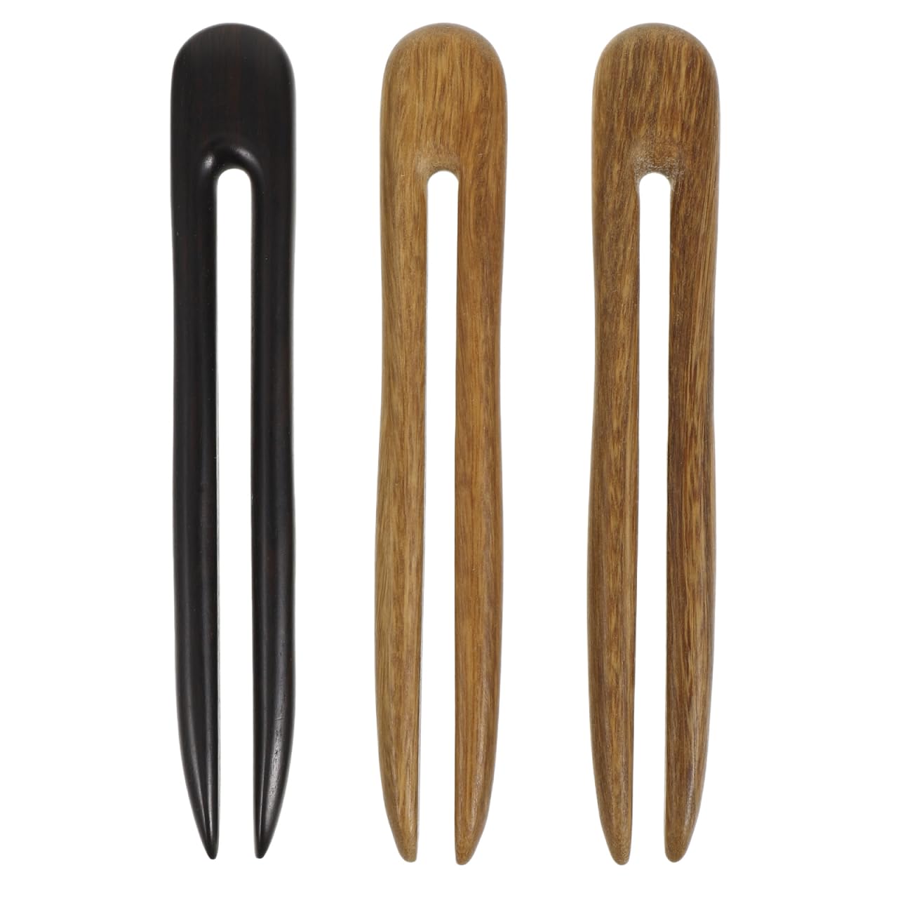 FRCOLOR U Shape Hairpin 3Pcs Wooden Hair Stick Set Vintage Accessories for Stylish Updos and Hair Styling (Red + Green + Black)
