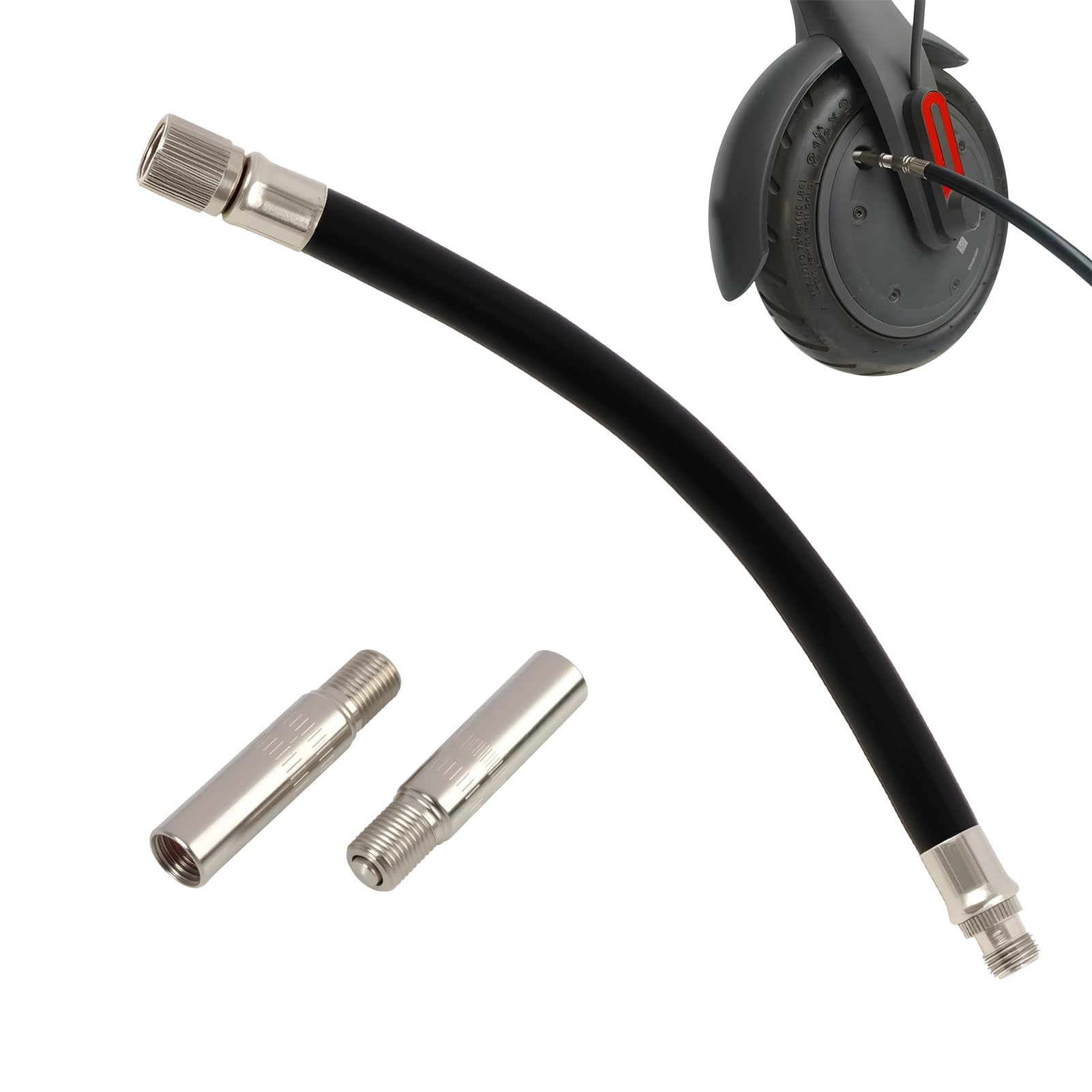 3 Pezzi Gonfiatore di Estensione, Pneumatici Valvola di Estensione, con 2 Prolunghe 39mm e Tubo Gonfiaggio 160mm Adattatore Valvola per Scooter Xiaomi M365 Pro 2 1S Max G30 Auto Moto Bici Gommoni