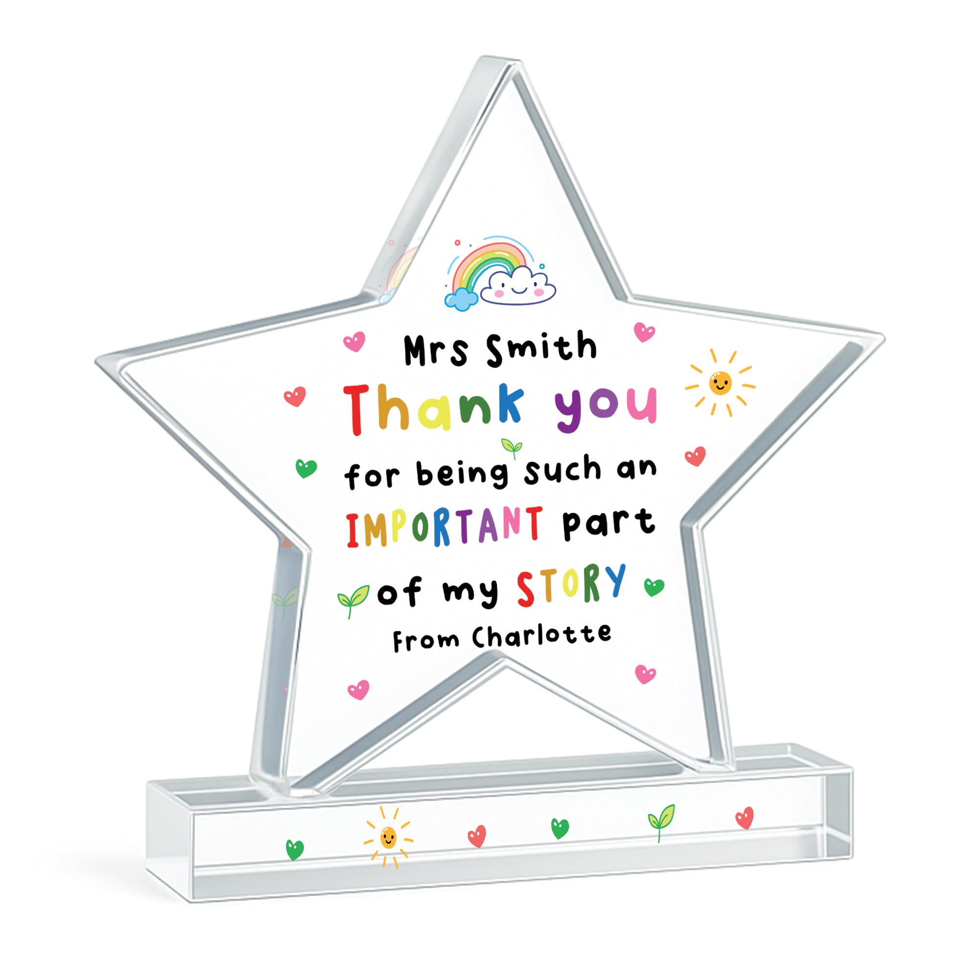 Red Ocean PERSONALISED Thank You Gift For Teacher Assistant Keyworker Mentor Star Plaque Gift For Men Women Appreciation Him Her Keepsake