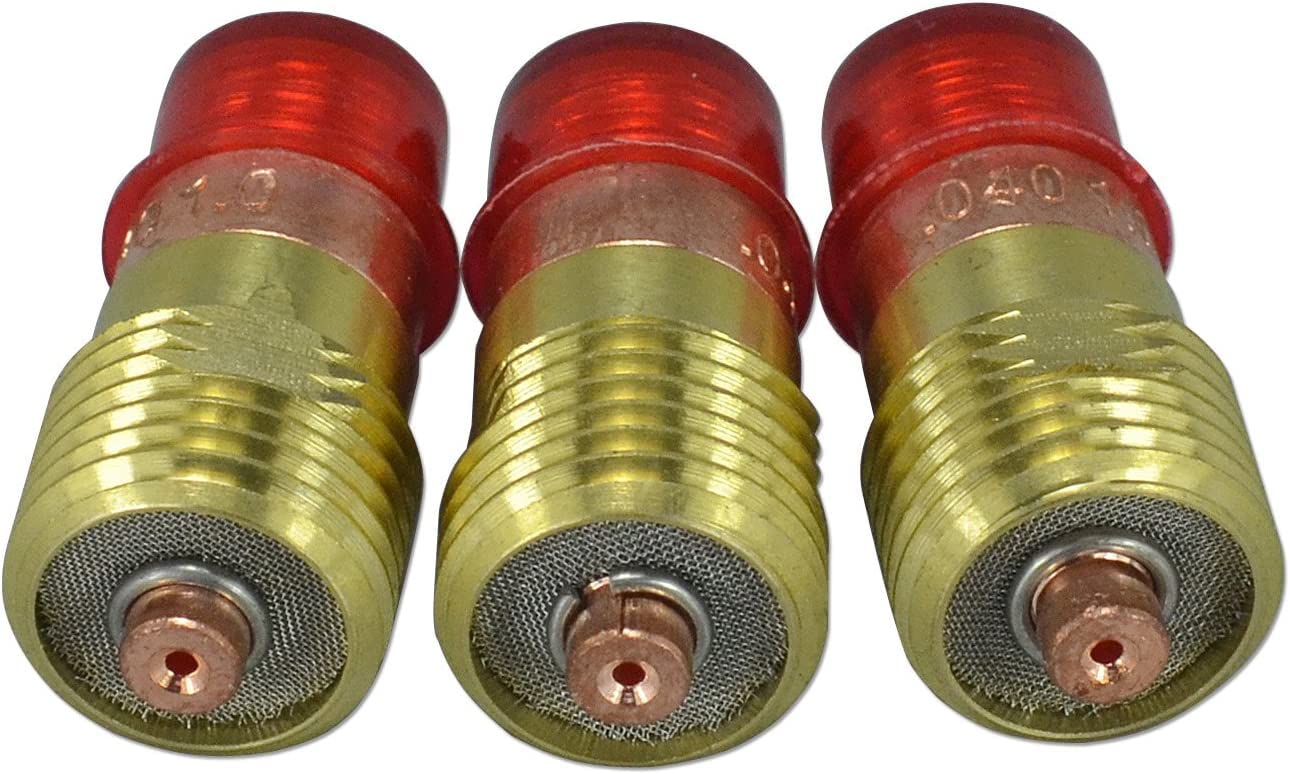 RIVERWELD Kit Lente Gas Stubby TIG – 1,0mm, Coppa In Quarzo #5, Per Torce WP17/18/26 – 9 Pezzi
