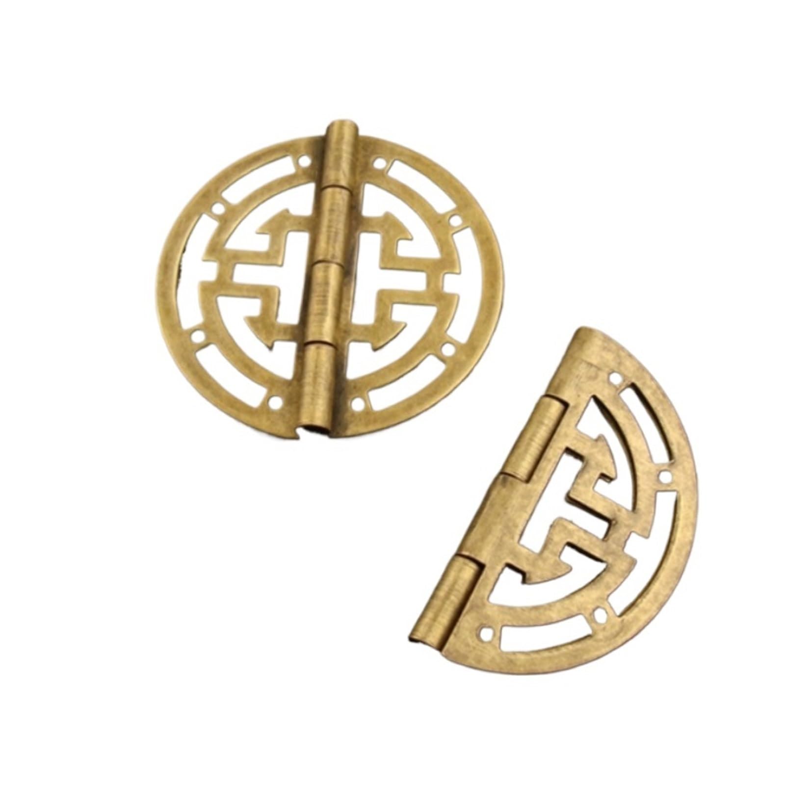 Charnières rondes en laiton vintage de 45mm avec vis pour meuble rétro chinois (Lot de 2)